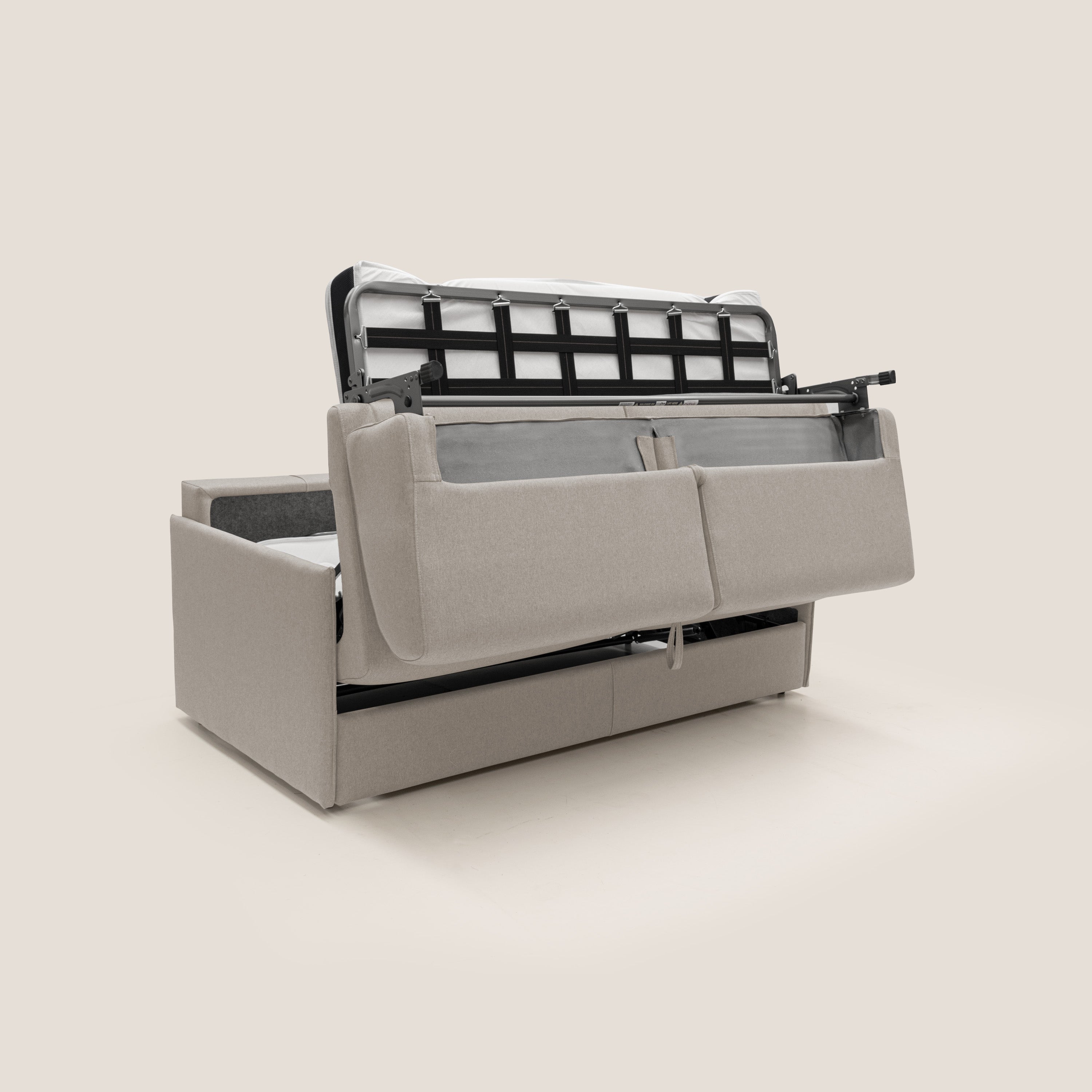 Evans Divano letto matrimoniale in tessuto impermeabile T13 panna - divani.store