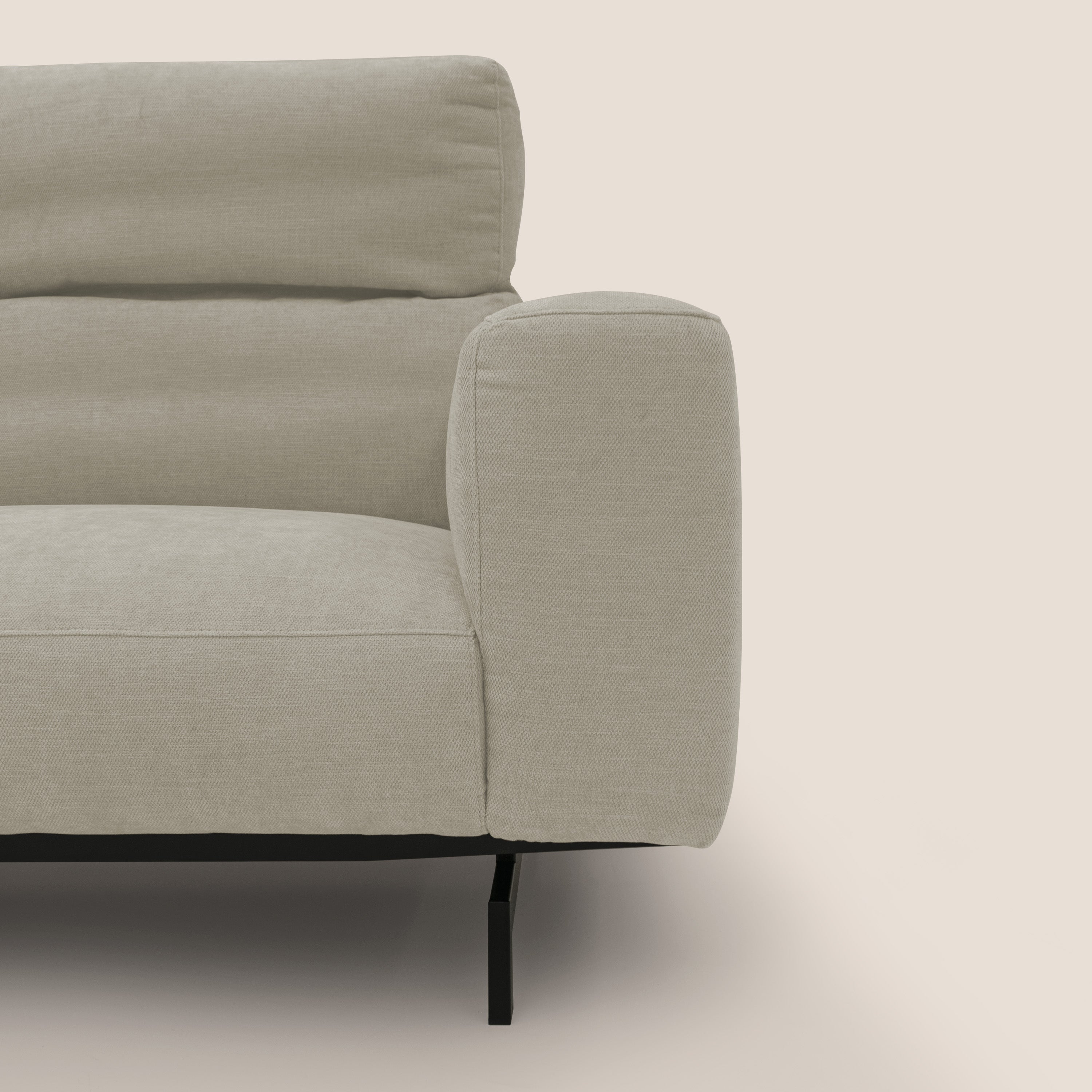 Sakura divano in piuma d'oca angolare REVERSIBILE in morbido tessuto fiammato impermeabile T14 panna - divani.store