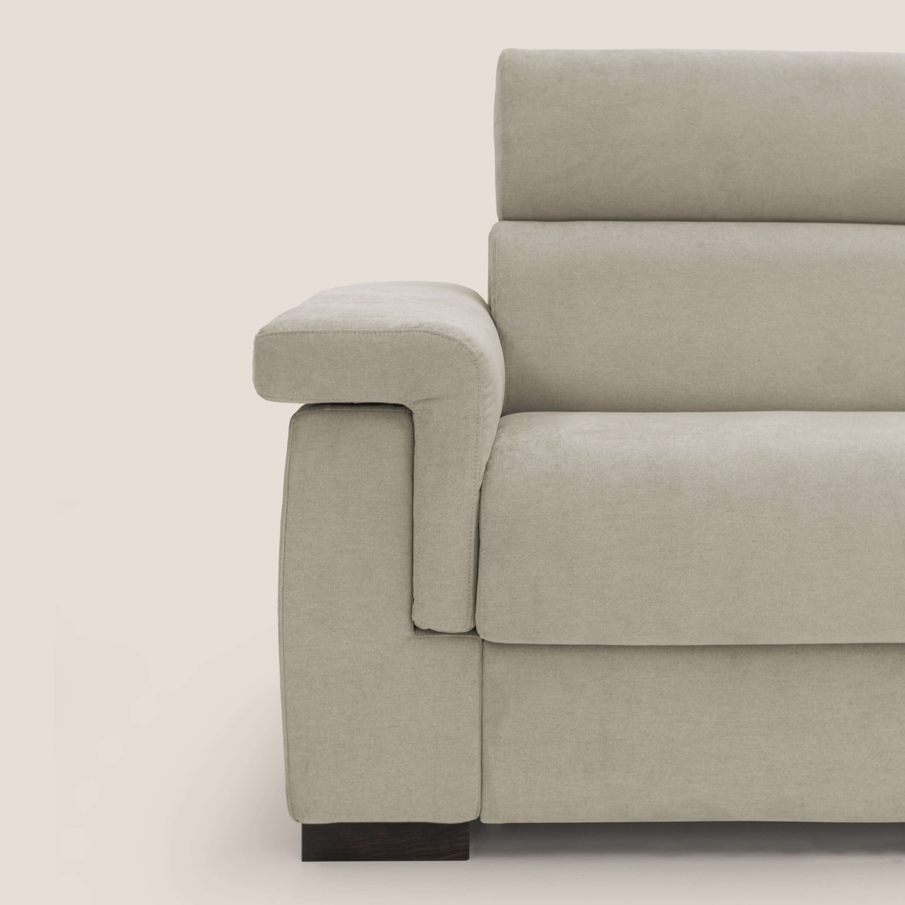 Bjorn divano letto sfoderabile con materasso H18 cm e poggiatesta reclinabili in tessuto impermeabile T02 panna - divani.store