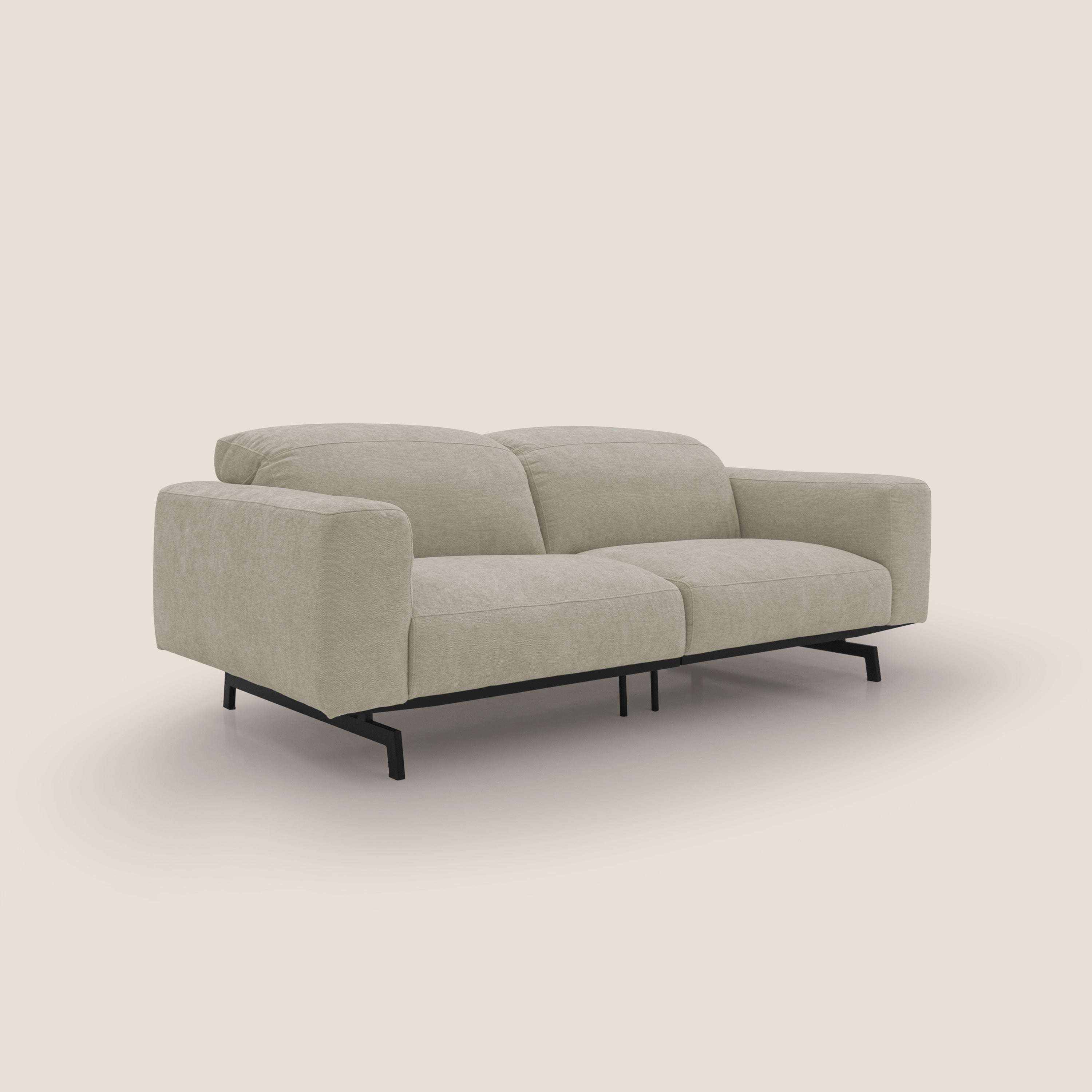 Sakura divano in piuma d'oca modulare componibile in morbido tessuto fiammato impermeabile T14 panna - divani.store