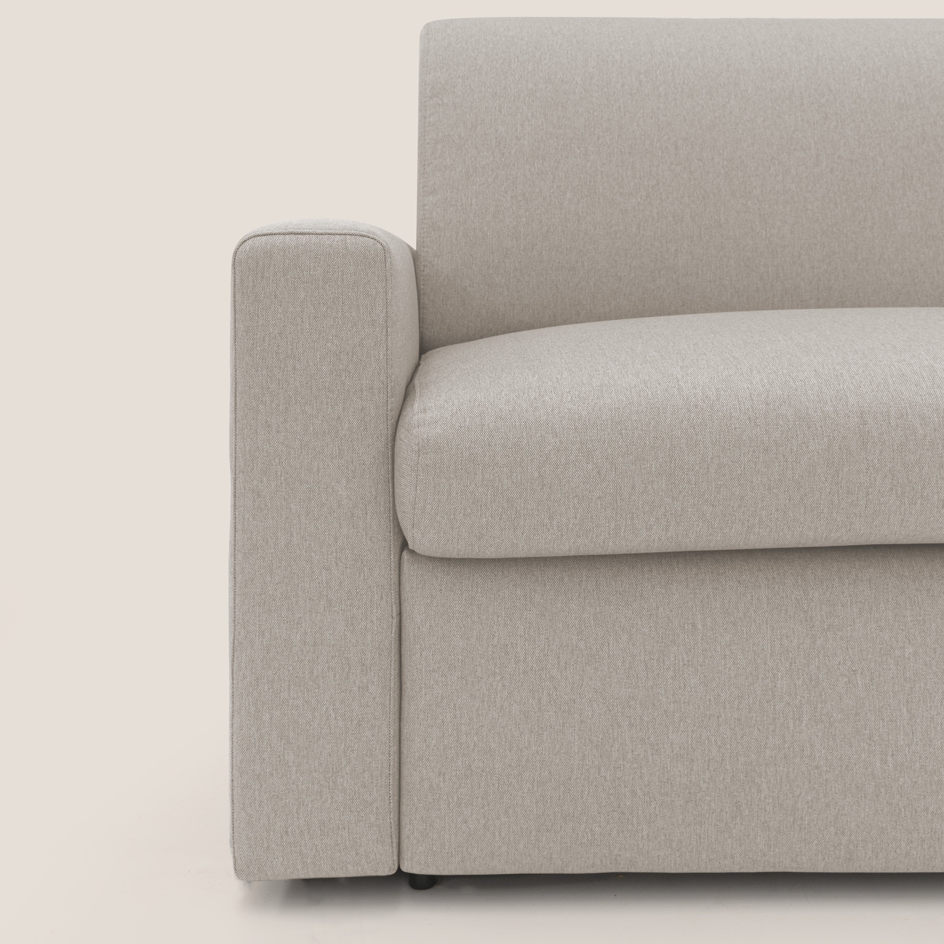 Kansas Divano letto matrimoniale alto 20 cm in tessuto impermeabile misto cotone T13 panna - divani.store