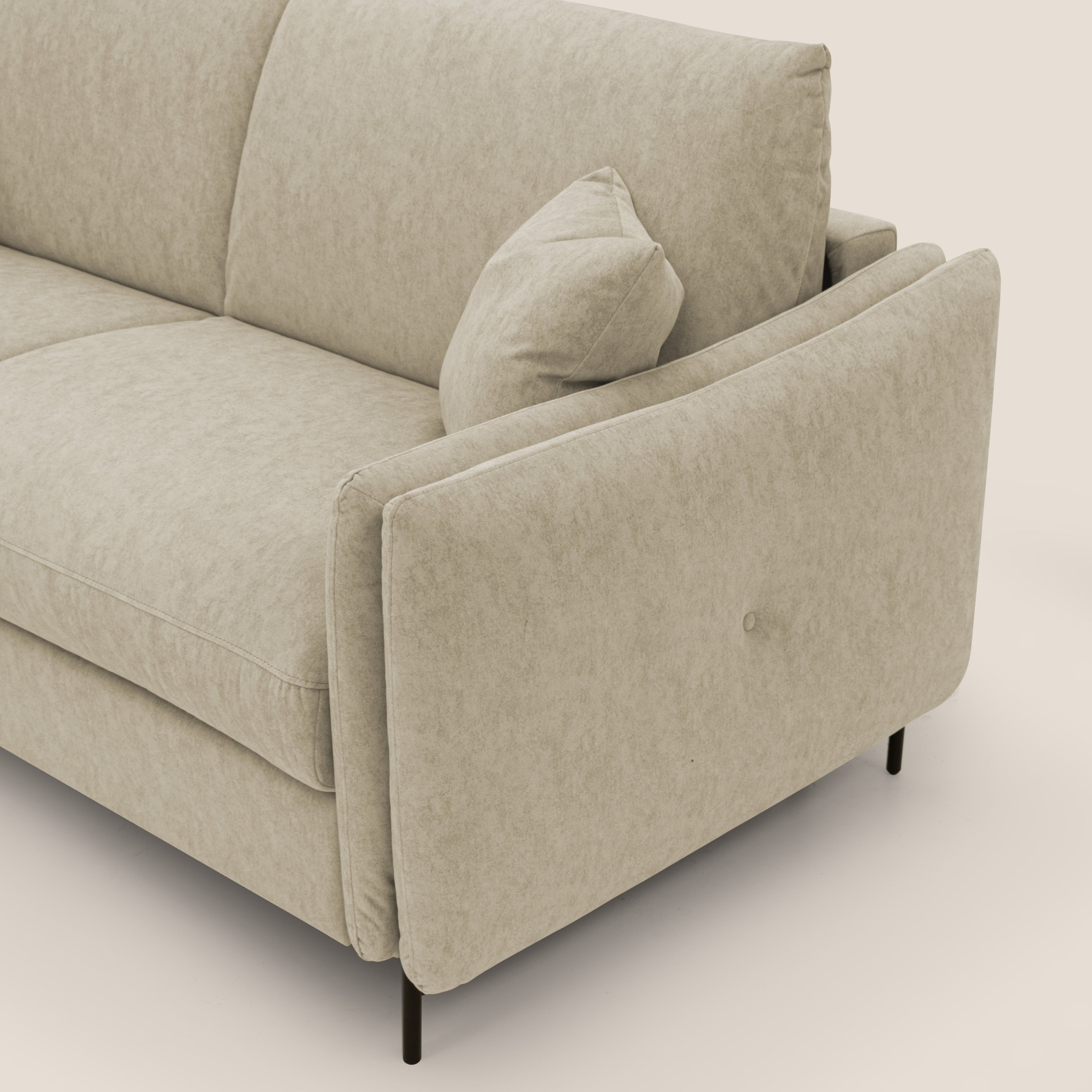 Gregory Divano letto con materasso h18 cm in microfibra effetto velluto impermeabile T09 beige - divani.store