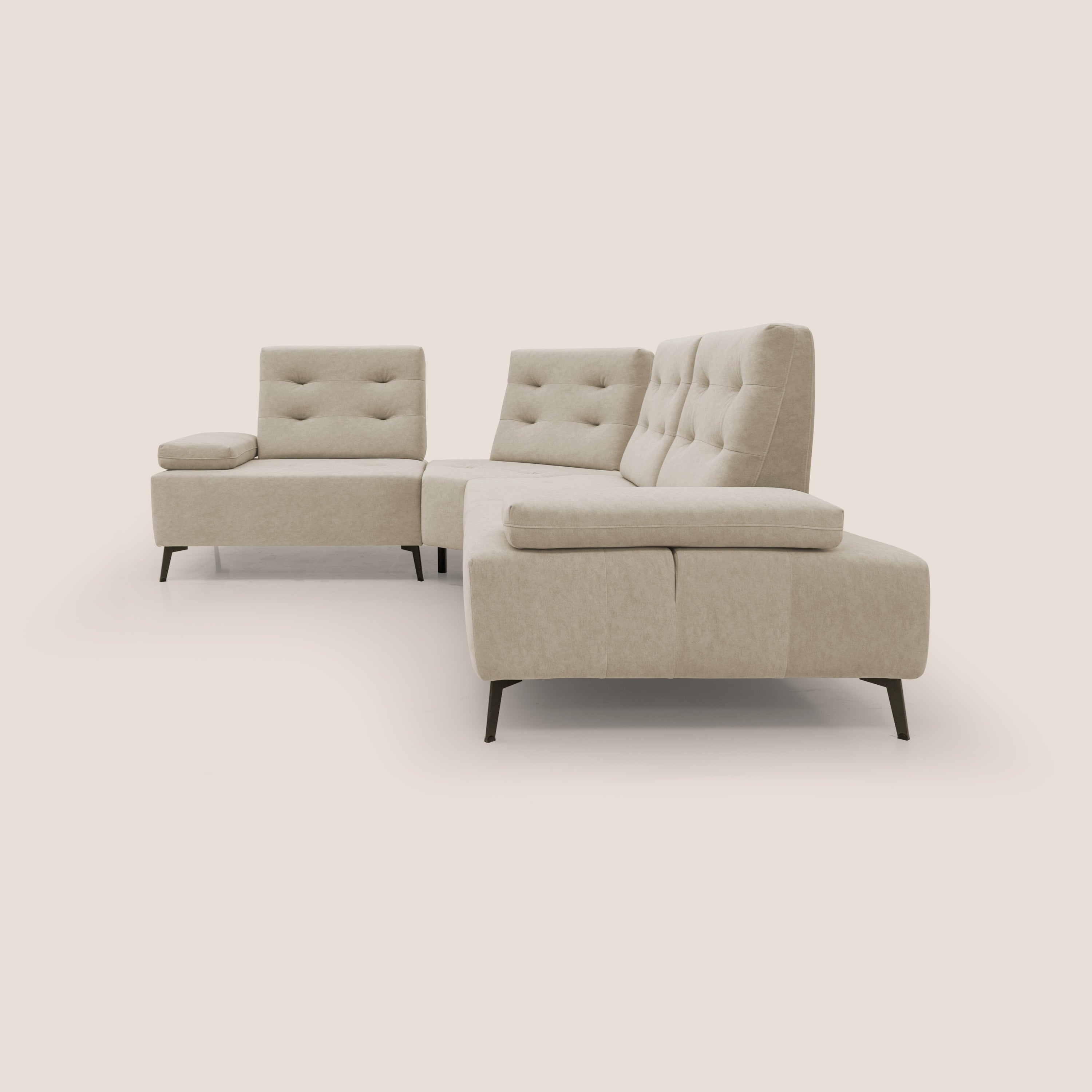 Lugano Divano angolare con schienali traslanti in microfibra effetto velluto T09 - divani.store