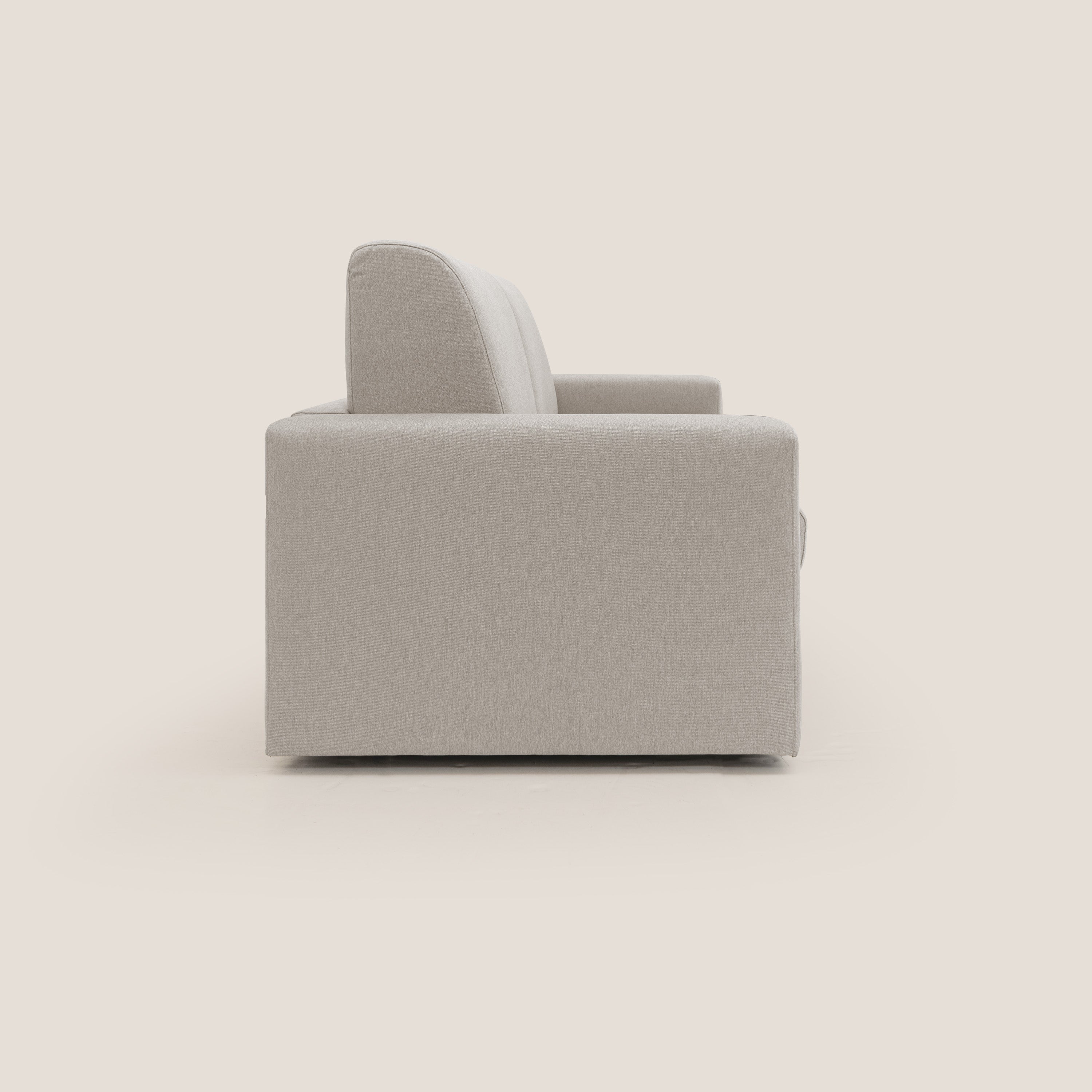 Kansas Divano letto matrimoniale alto 20 cm in tessuto impermeabile misto cotone T13 panna - divani.store