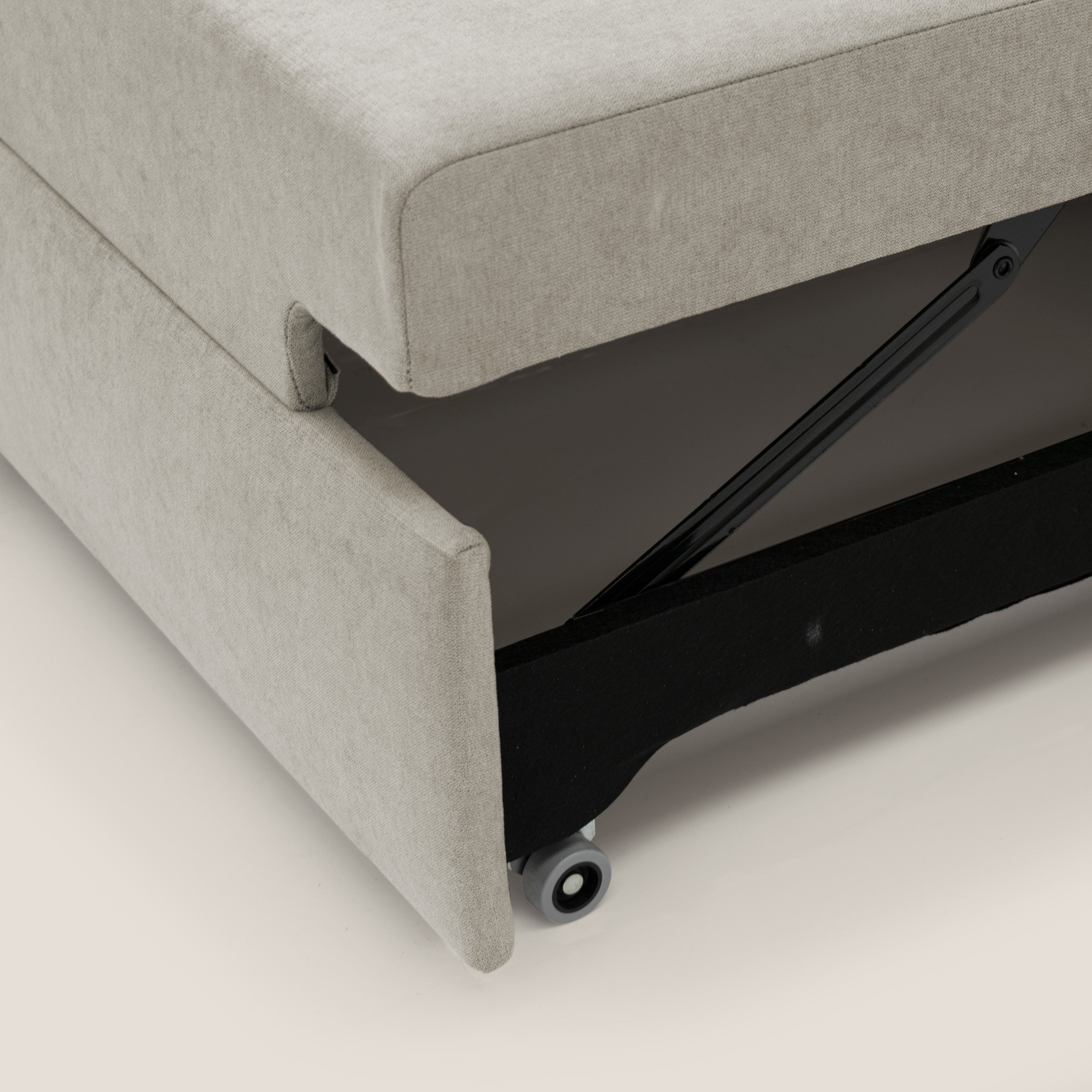 Minerva divano con pouf estraibile poggiapiedi in tessuto morbido impermeabile T02 panna - divani.store