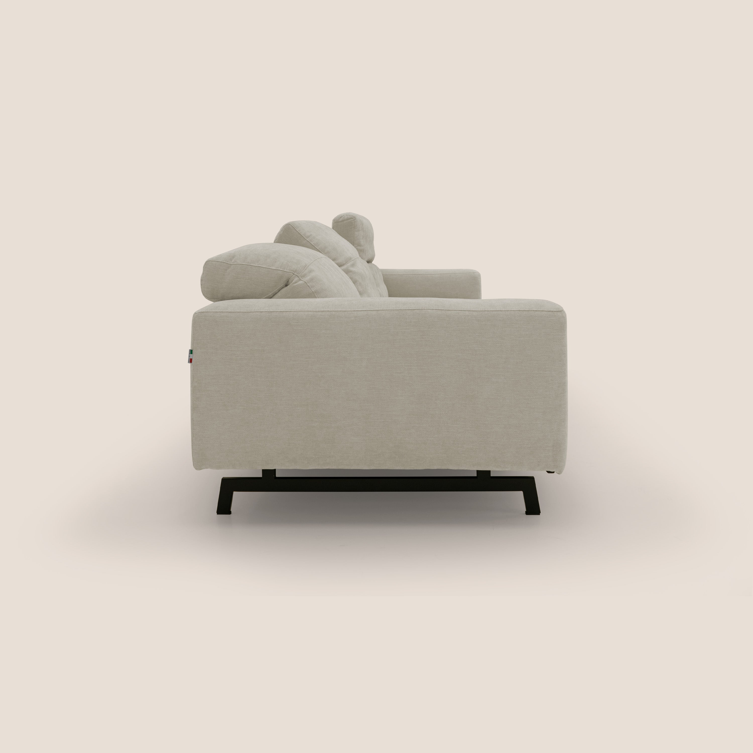 Sakura divano in piuma d'oca modulare a 3 sedute in morbido tessuto fiammato impermeabile T14 panna - divani.store