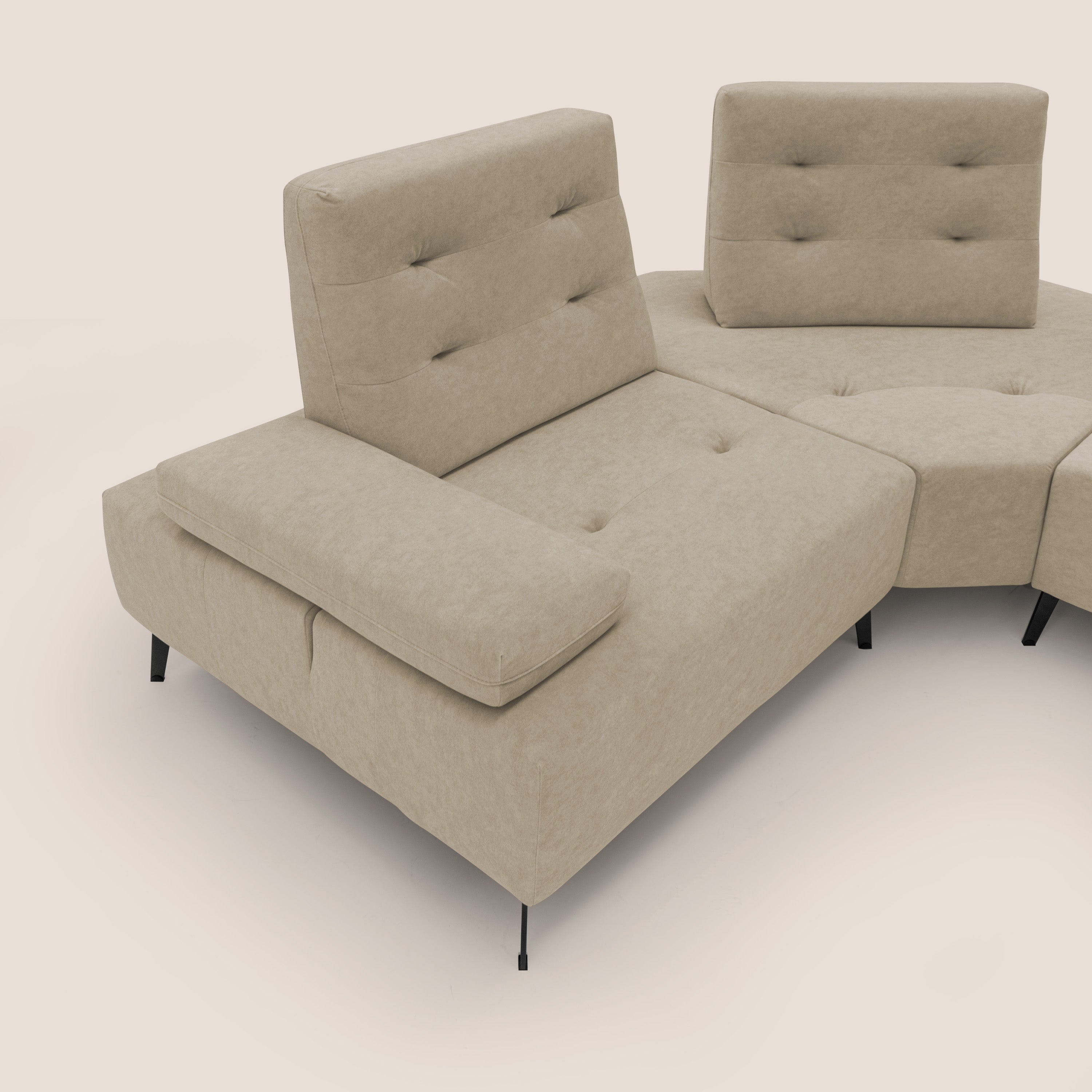 Lugano Divano angolare con schienali traslanti in microfibra effetto velluto T09 - divani.store