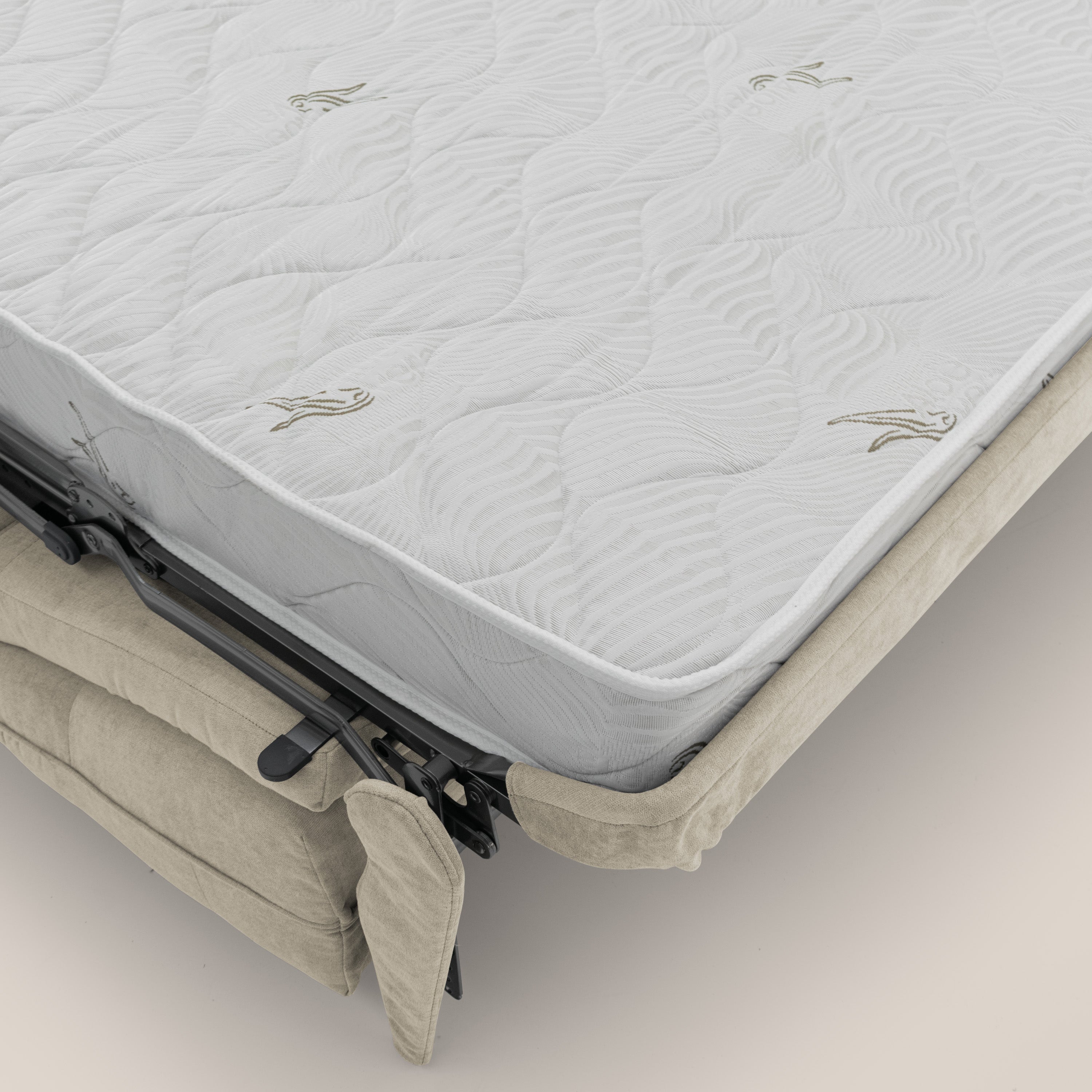 Zeus Divano letto scandinavo con schienale alto in tessuto impermeabile T02 panna - divani.store