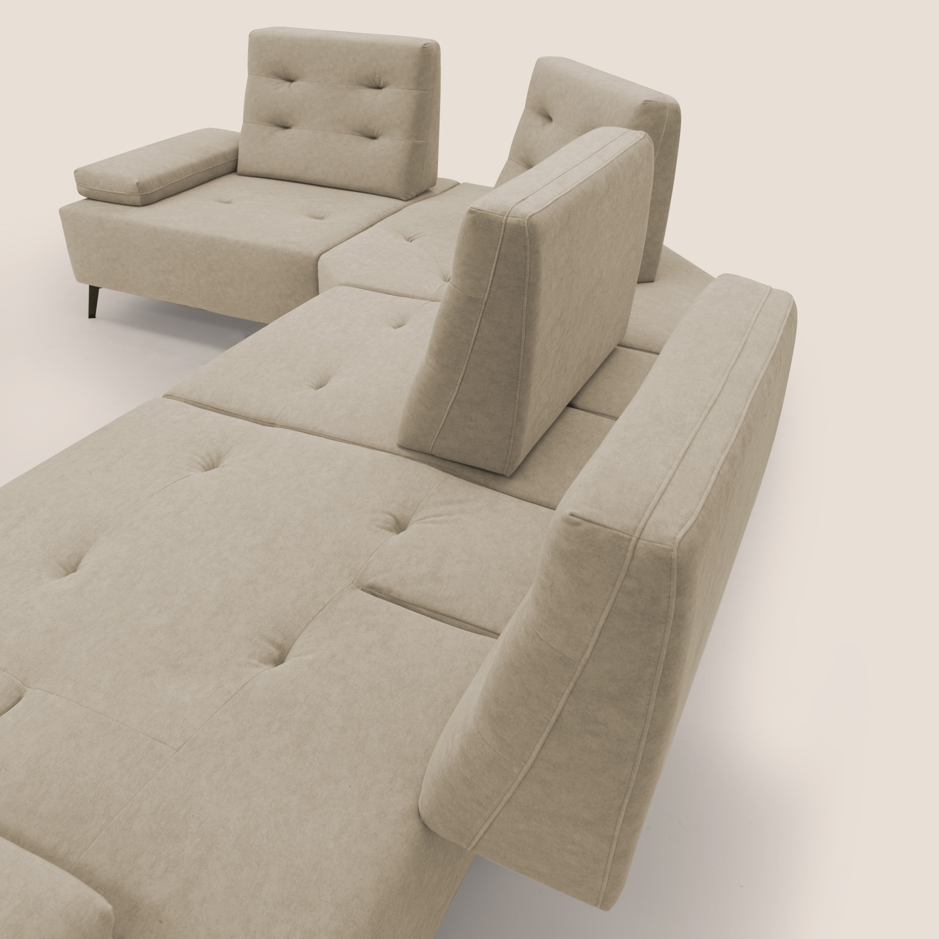 Lugano Divano angolare con schienali traslanti in microfibra effetto velluto T09 - divani.store