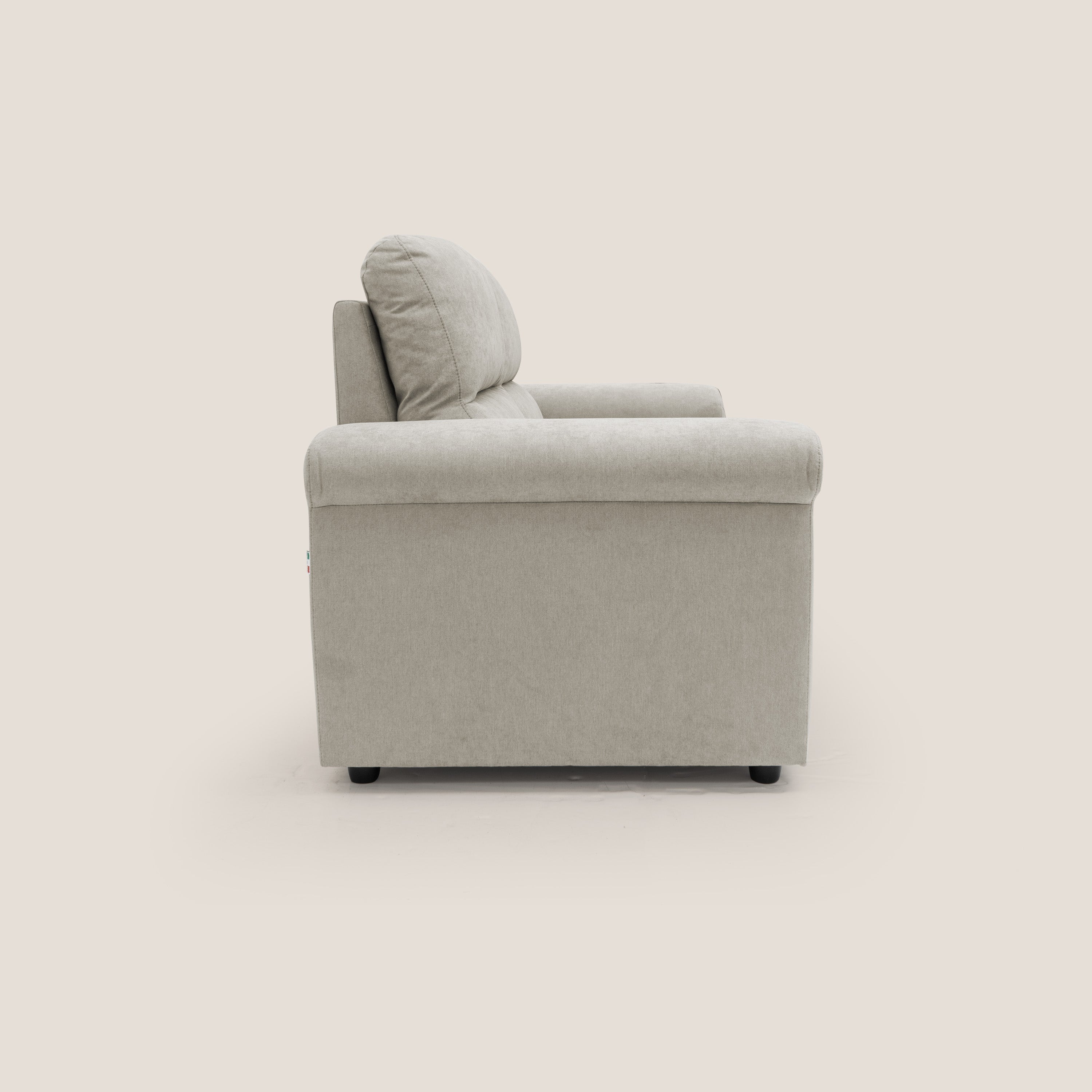 Minerva divano con pouf estraibile poggiapiedi in tessuto morbido impermeabile T02 panna - divani.store