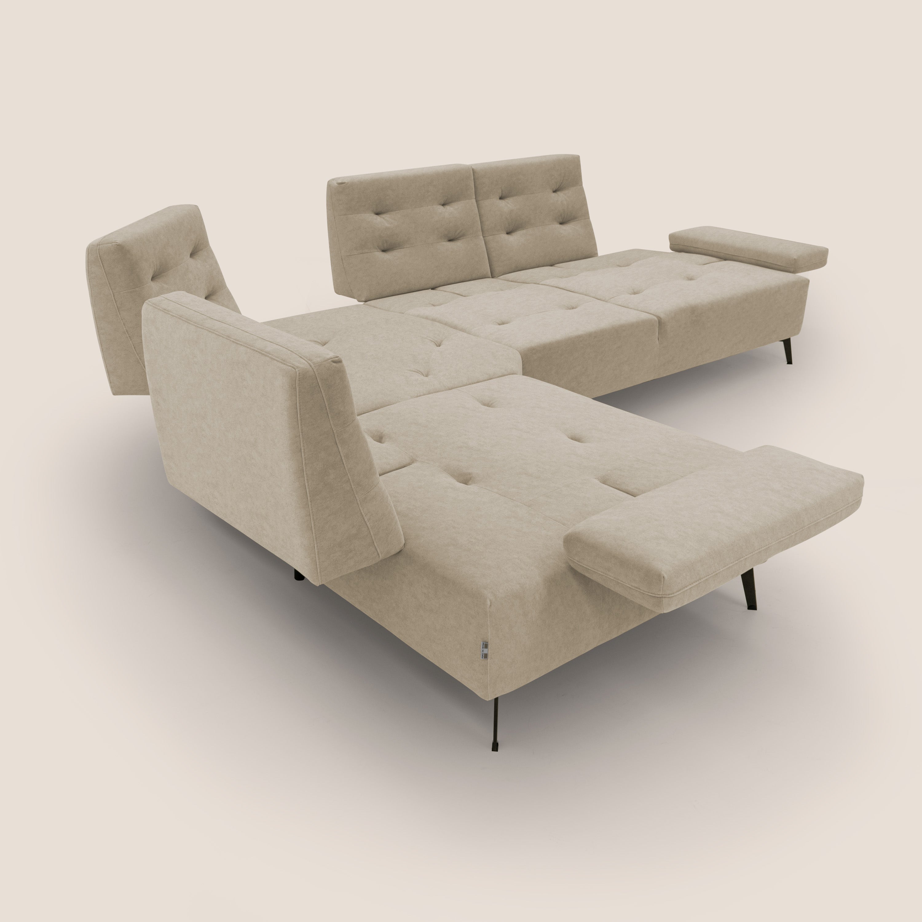 Lugano Divano angolare con schienali traslanti in microfibra effetto velluto T09 - divani.store