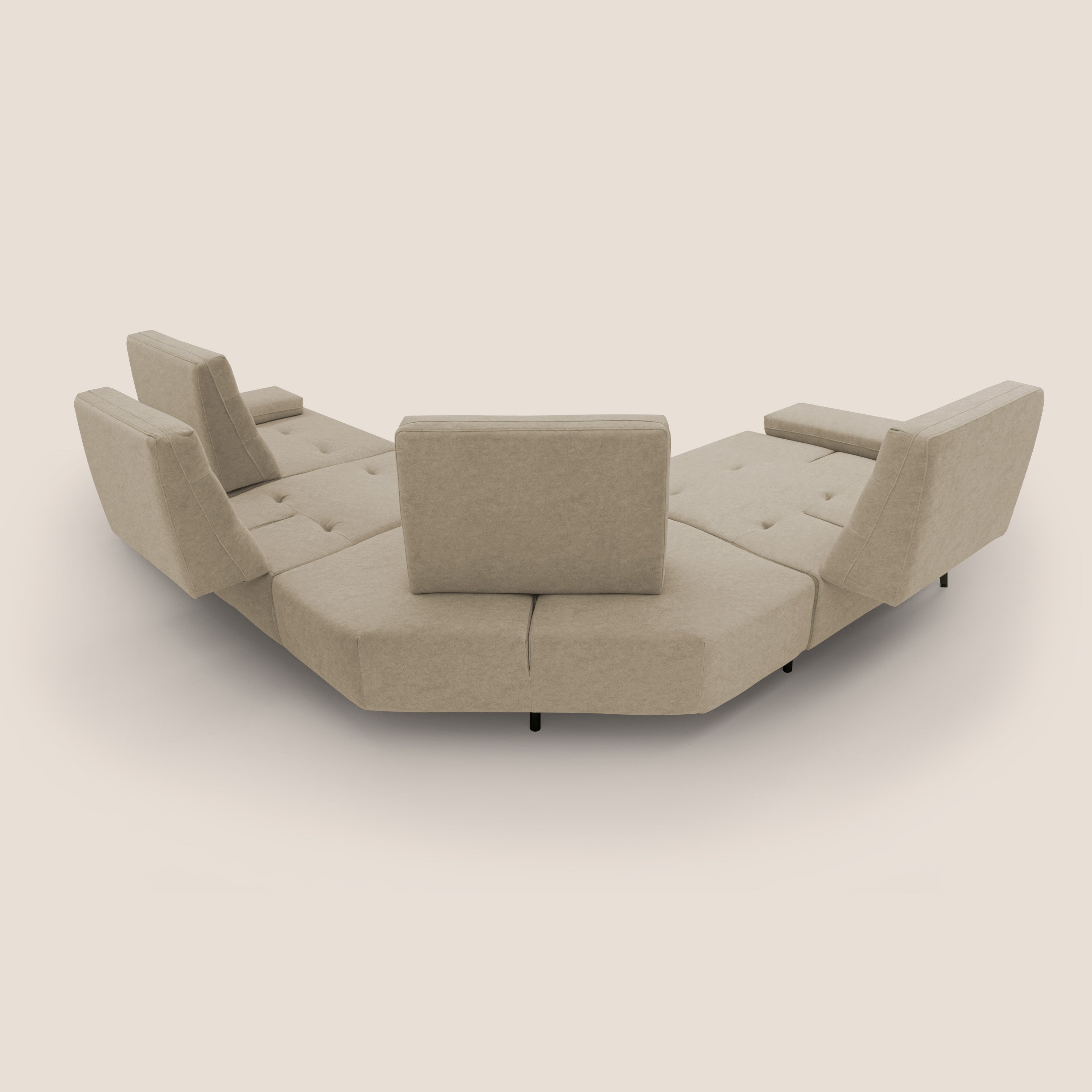 Lugano Divano angolare con schienali traslanti in microfibra effetto velluto T09 - divani.store