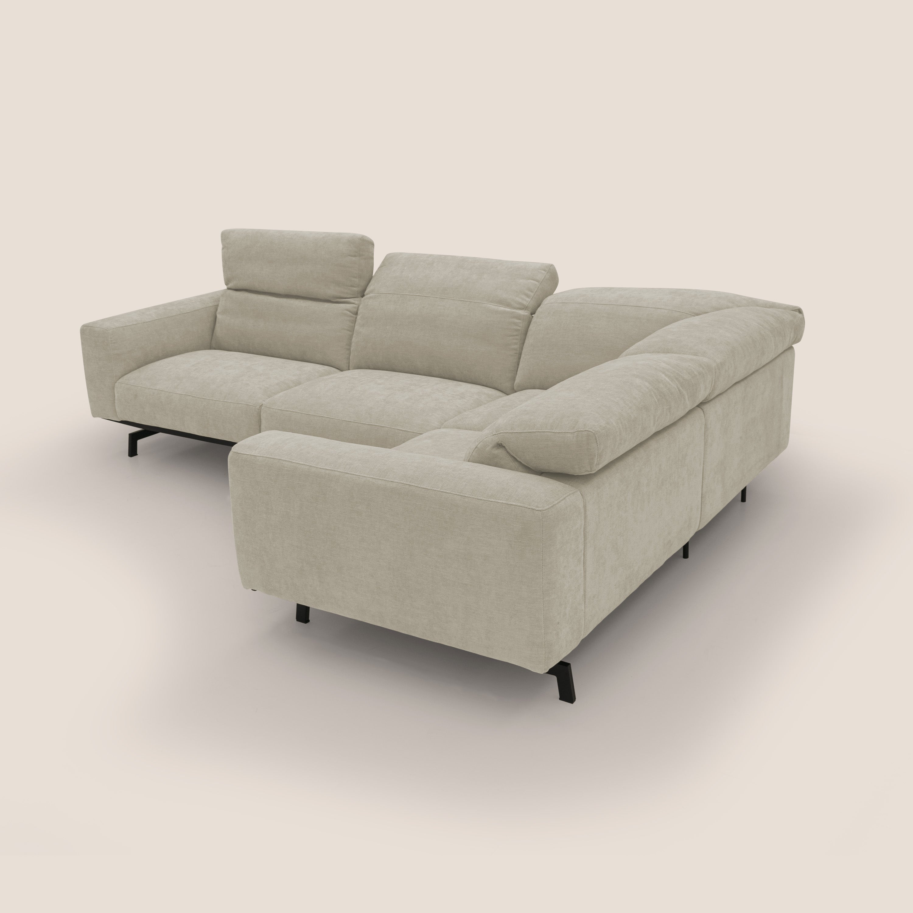 Sakura Canapé d'angle RÉVERSIBLE et modulable en tissu doux et imperméable T14 crème