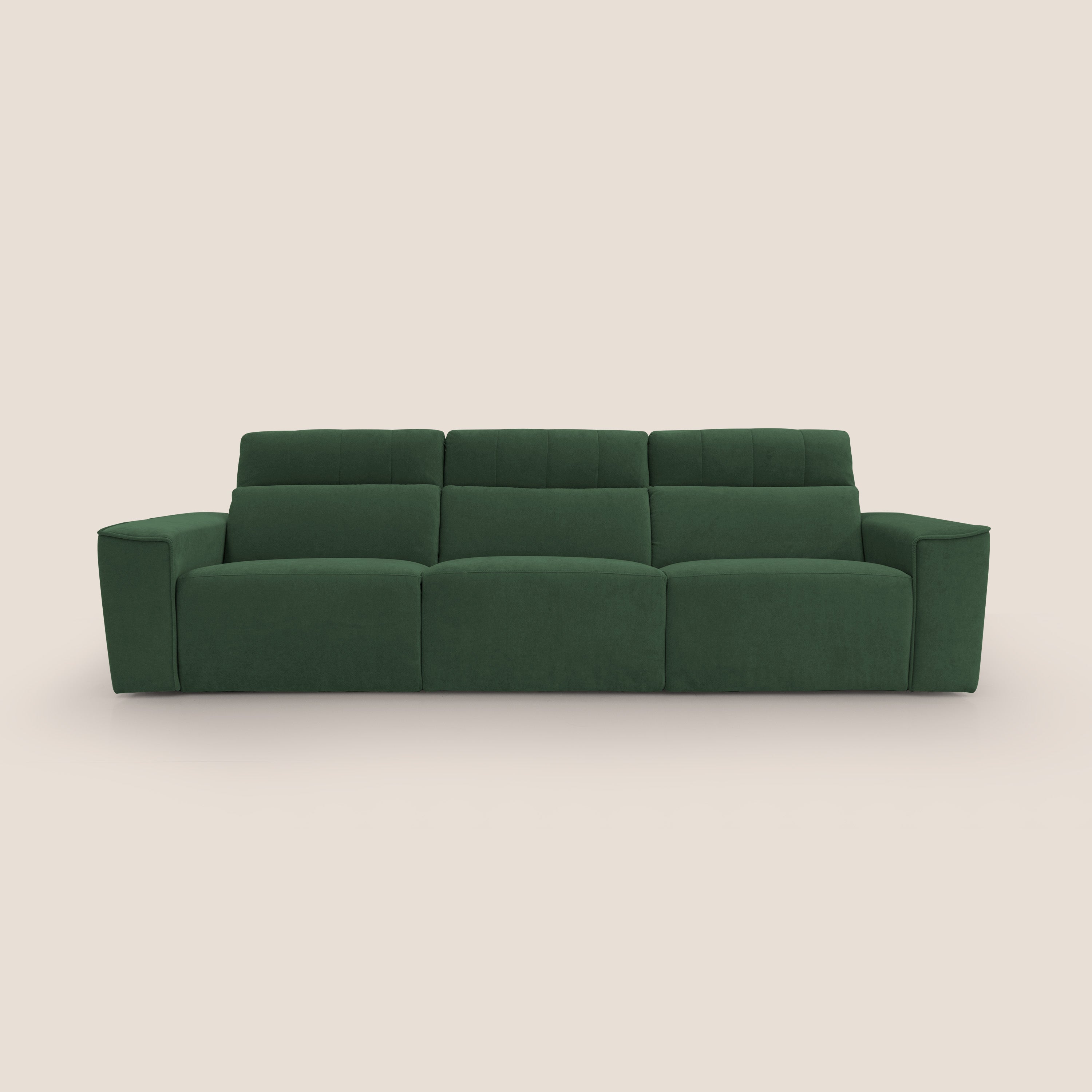 Clark Divano modulare 3 sedute con opzione relax elettrico in tessuto smacchiabile impermeabile T17 verde - divani.store