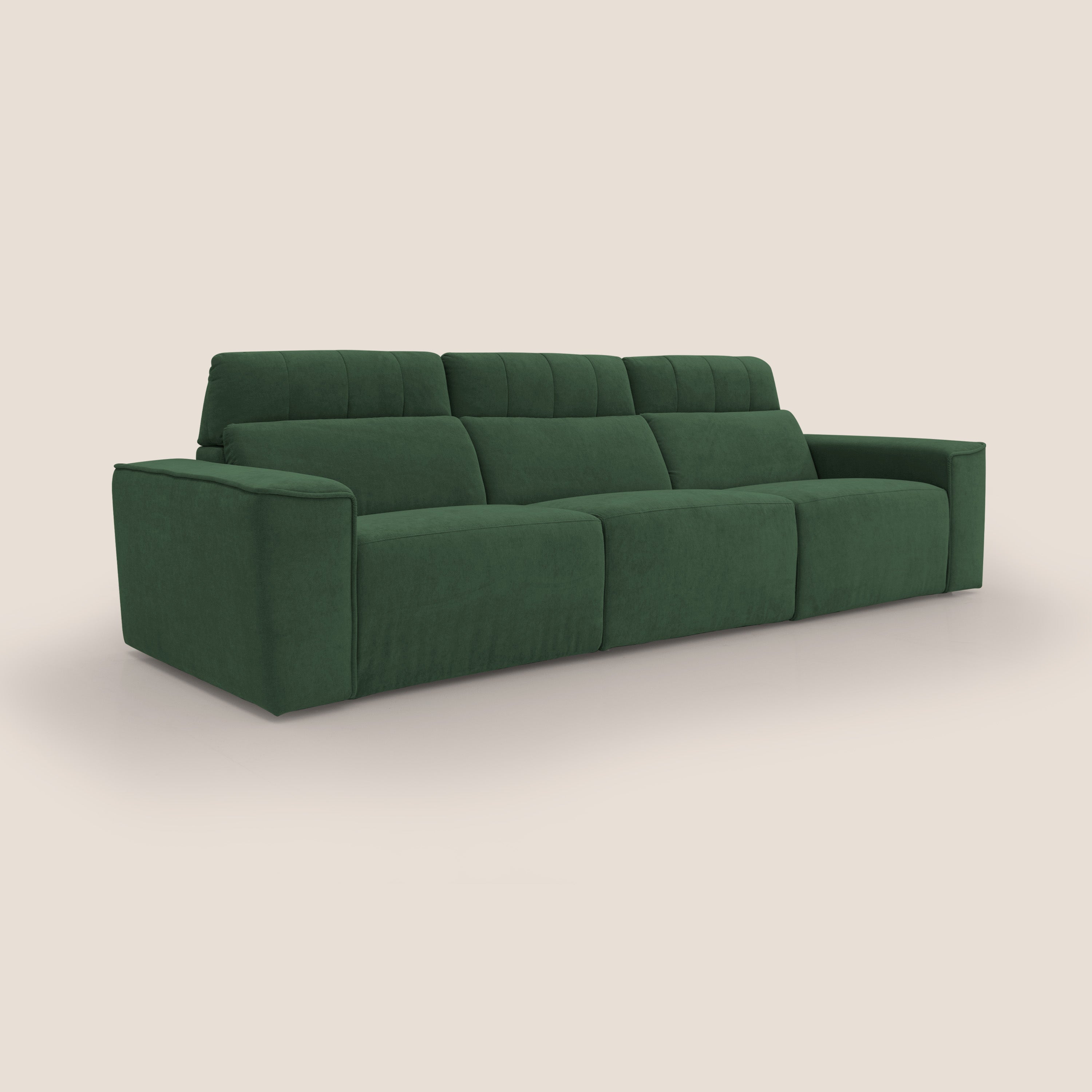 Clark Divano modulare 3 sedute con opzione relax elettrico in tessuto smacchiabile impermeabile T17 verde - divani.store