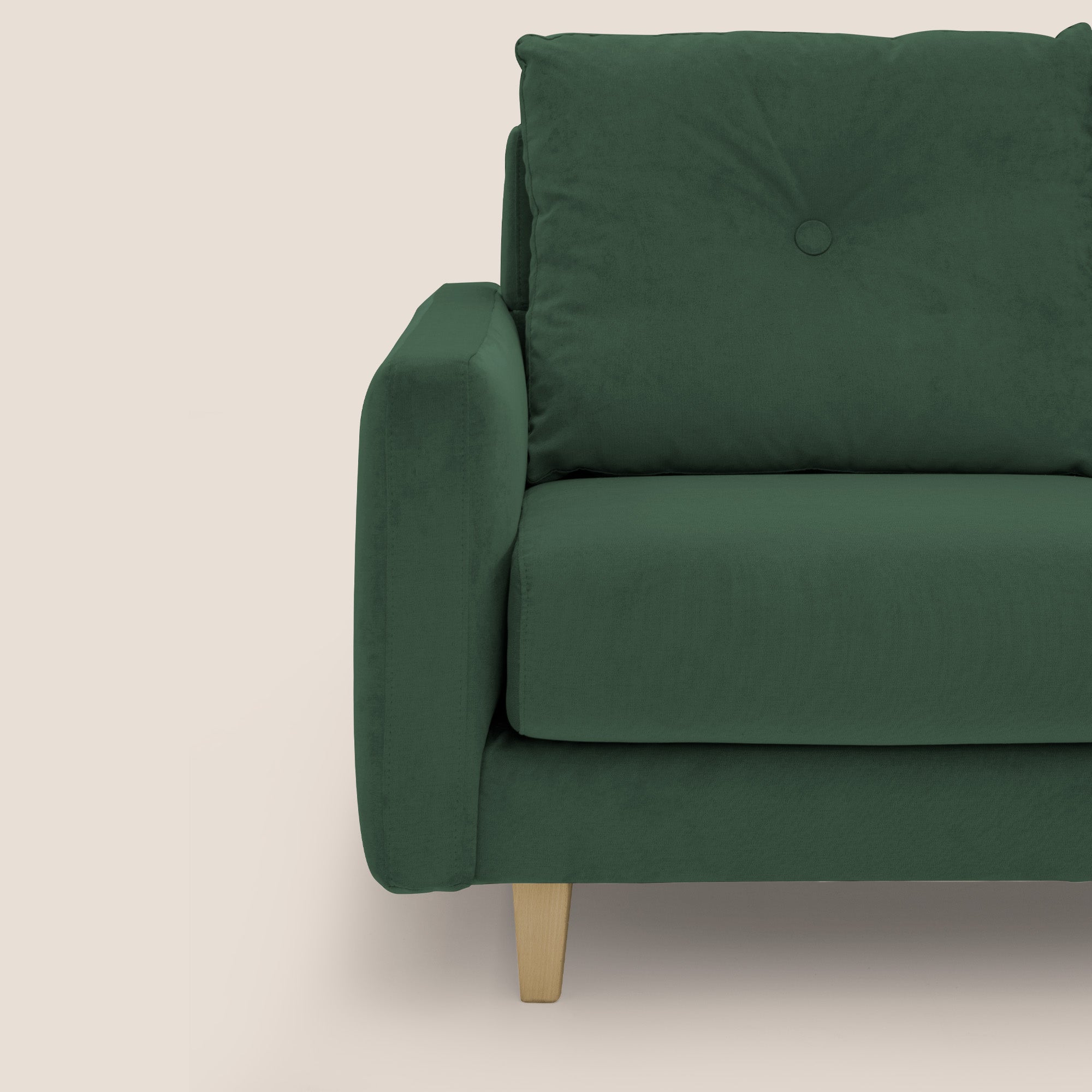 Matisse divano a 3 sedute allungabili e schienali in piuma d'oca in tessuto smacchiabile T17 verde - divani.store