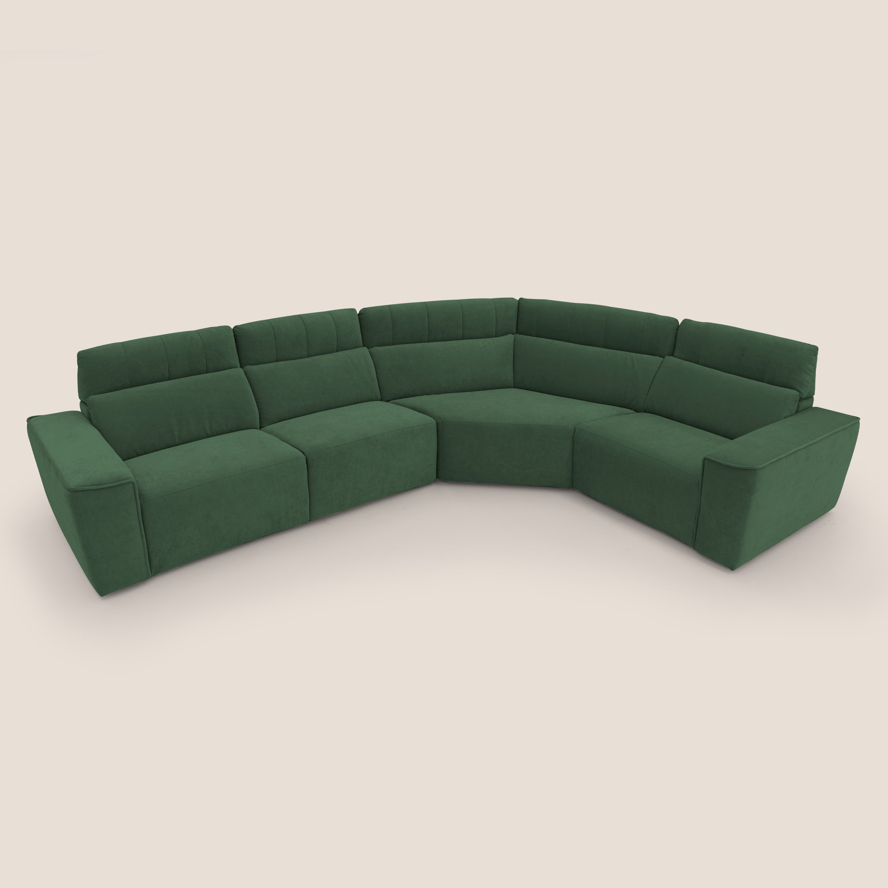 Clark Divano modulare angolare REVERSIBILE con opzione relax elettrico in tessuto smacchiabile impermeabile T17 verde - divani.store