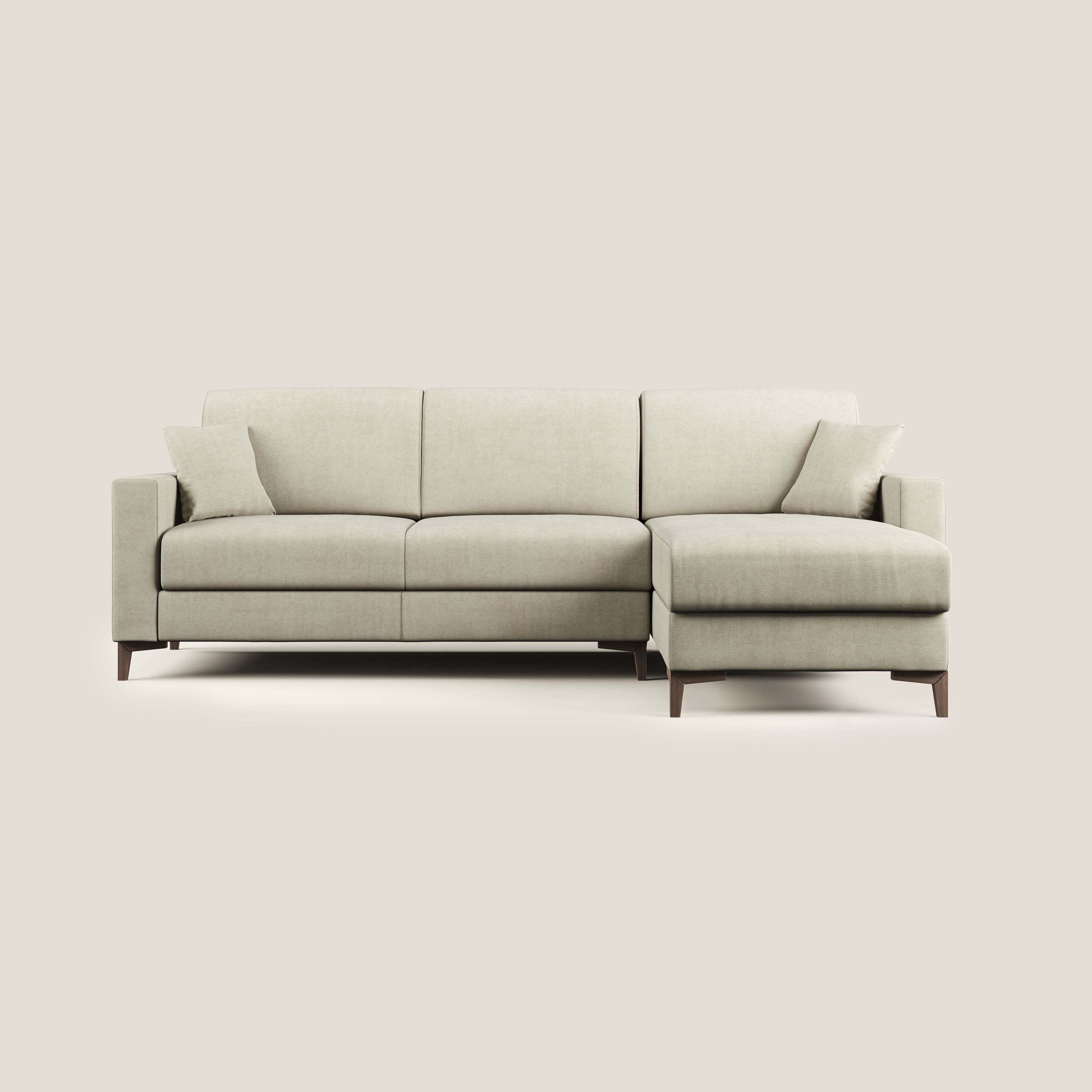 Kafka divano letto angolare in morbido tessuto impermeabile T02 panna - divani.store