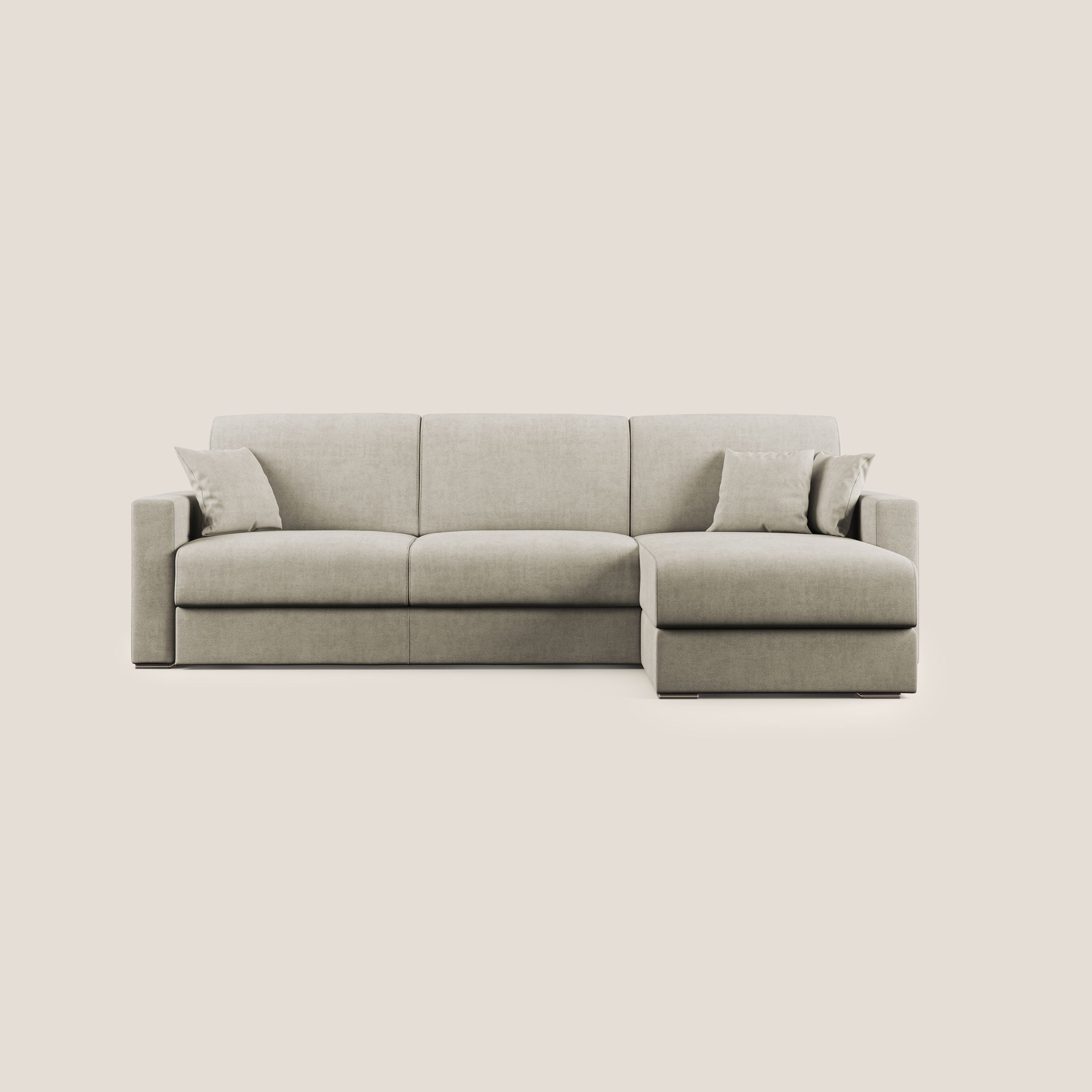 Best Divano letto angolare in tessuto impermeabile T02 panna - divani.store