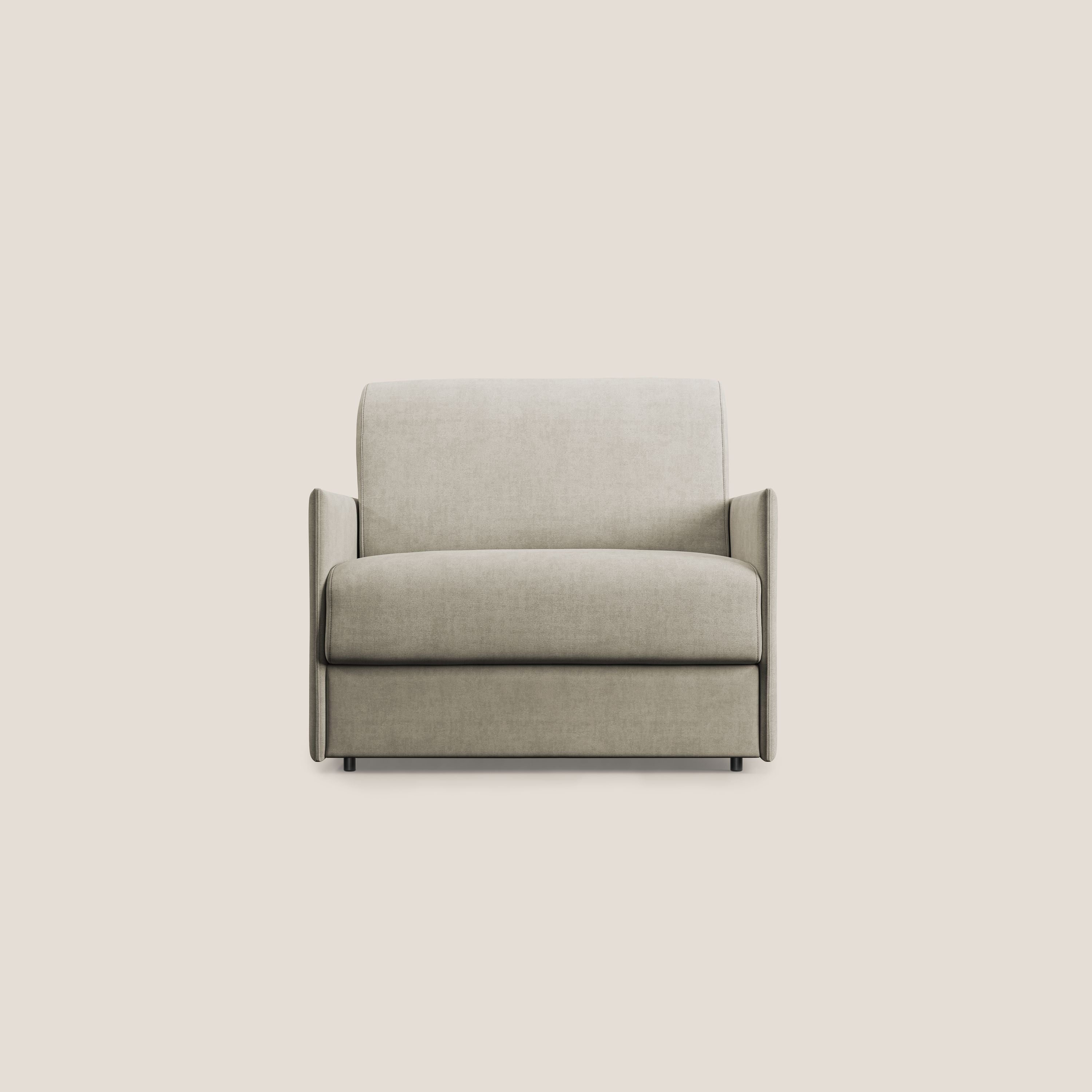 Evans poltrona letto in morbido tessuto impermeabile T02 panna - divani.store