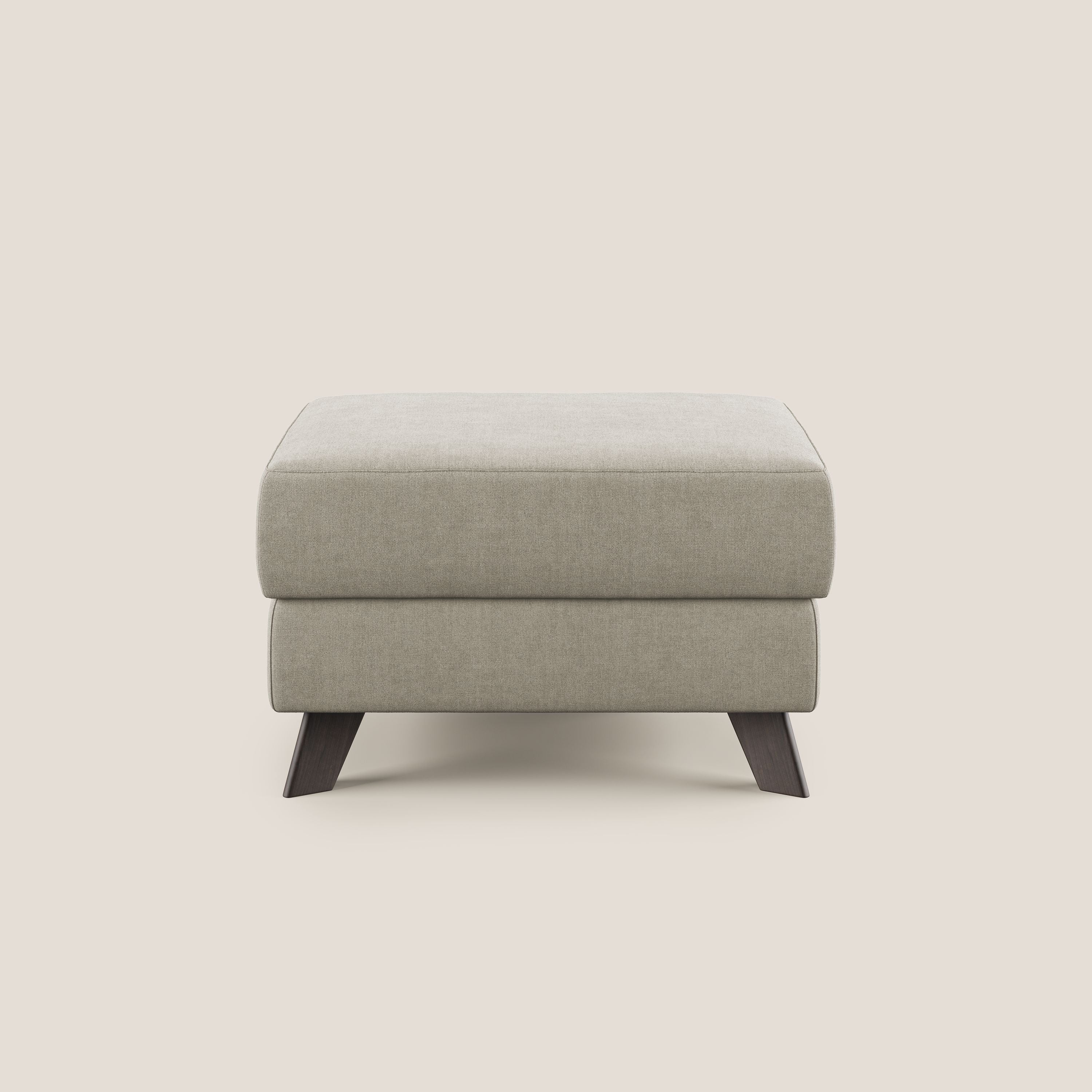 Moon Pouf contenitore e piedini alti in tessuto morbido impermeabile T02 panna - divani.store