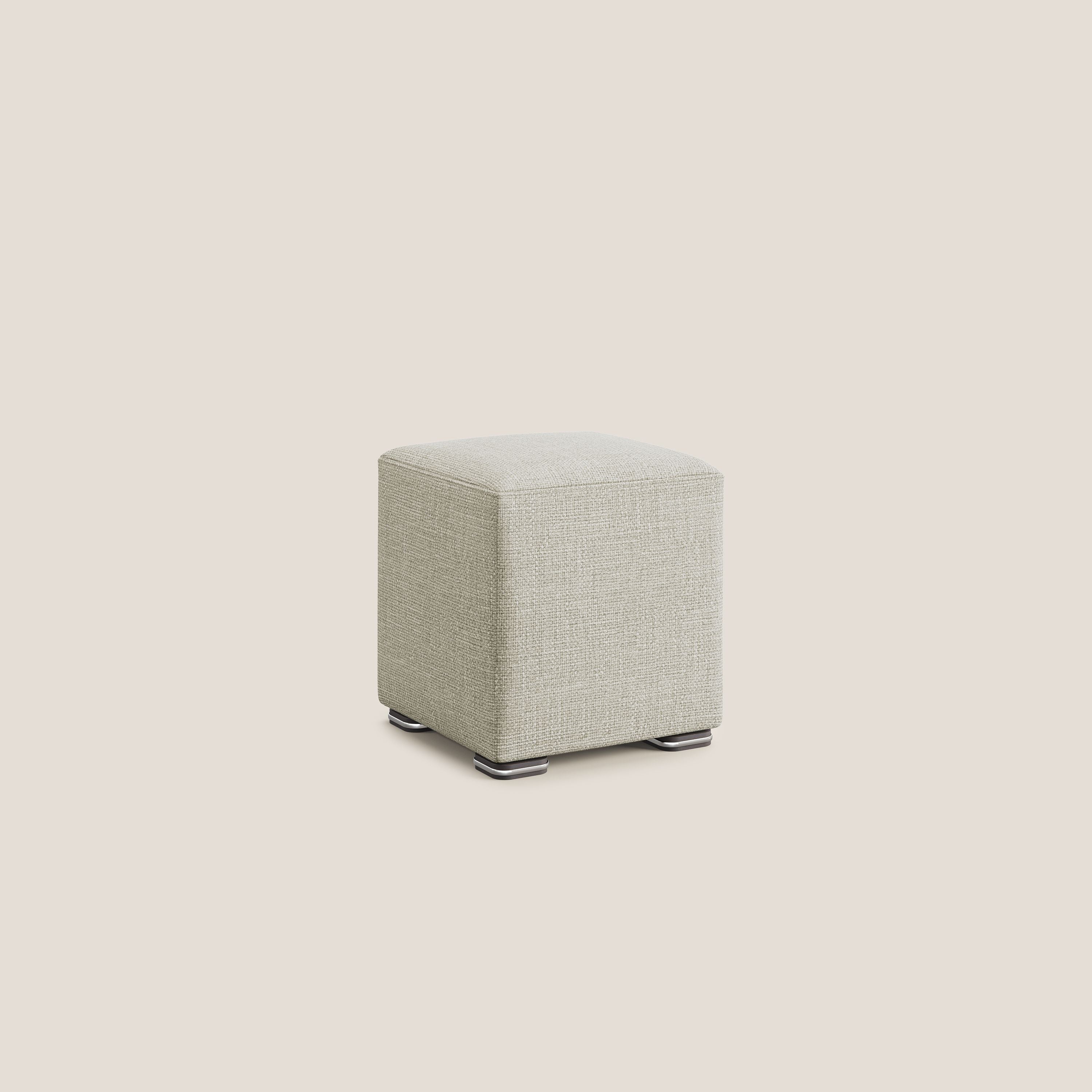 Cube pouf in morbido tessuto impermeabile ad intreccio melangiato T06 panna - divani.store