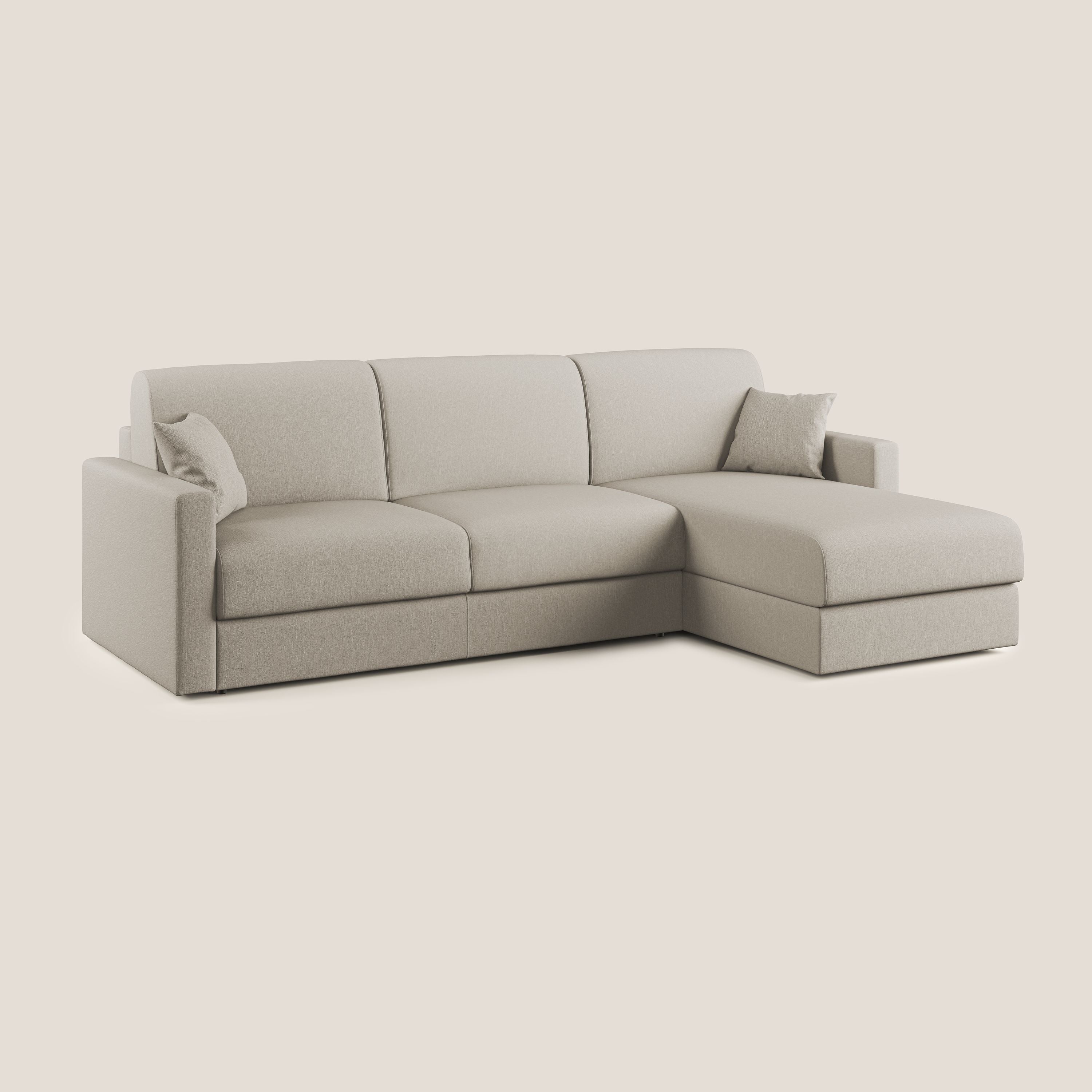 Chris Divano letto angolare 5 posti in tessuto impermeabile T13 panna - divani.store