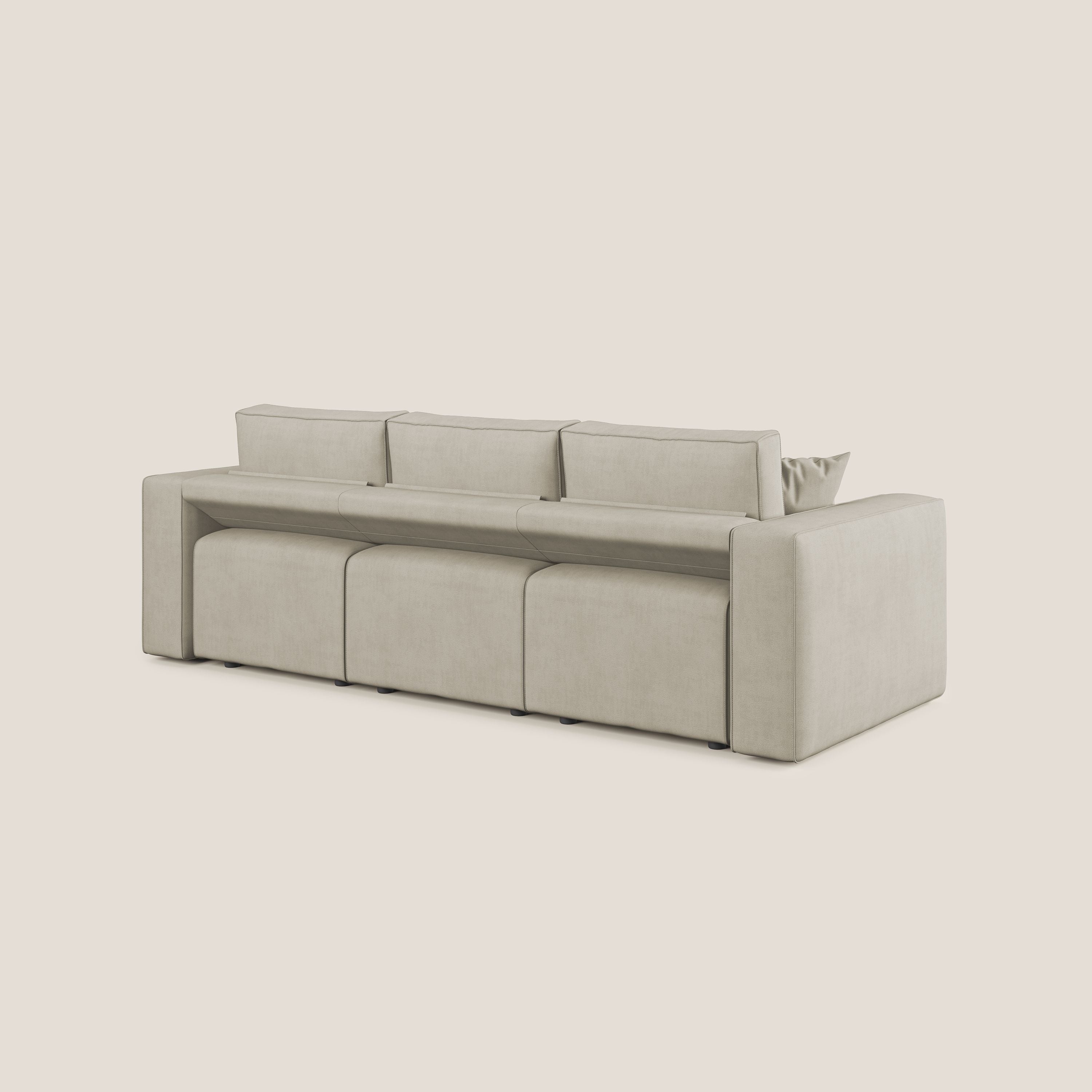 Morfeo divano con 3 sedute estraibili in morbido tessuto impermeabile T02 panna - divani.store