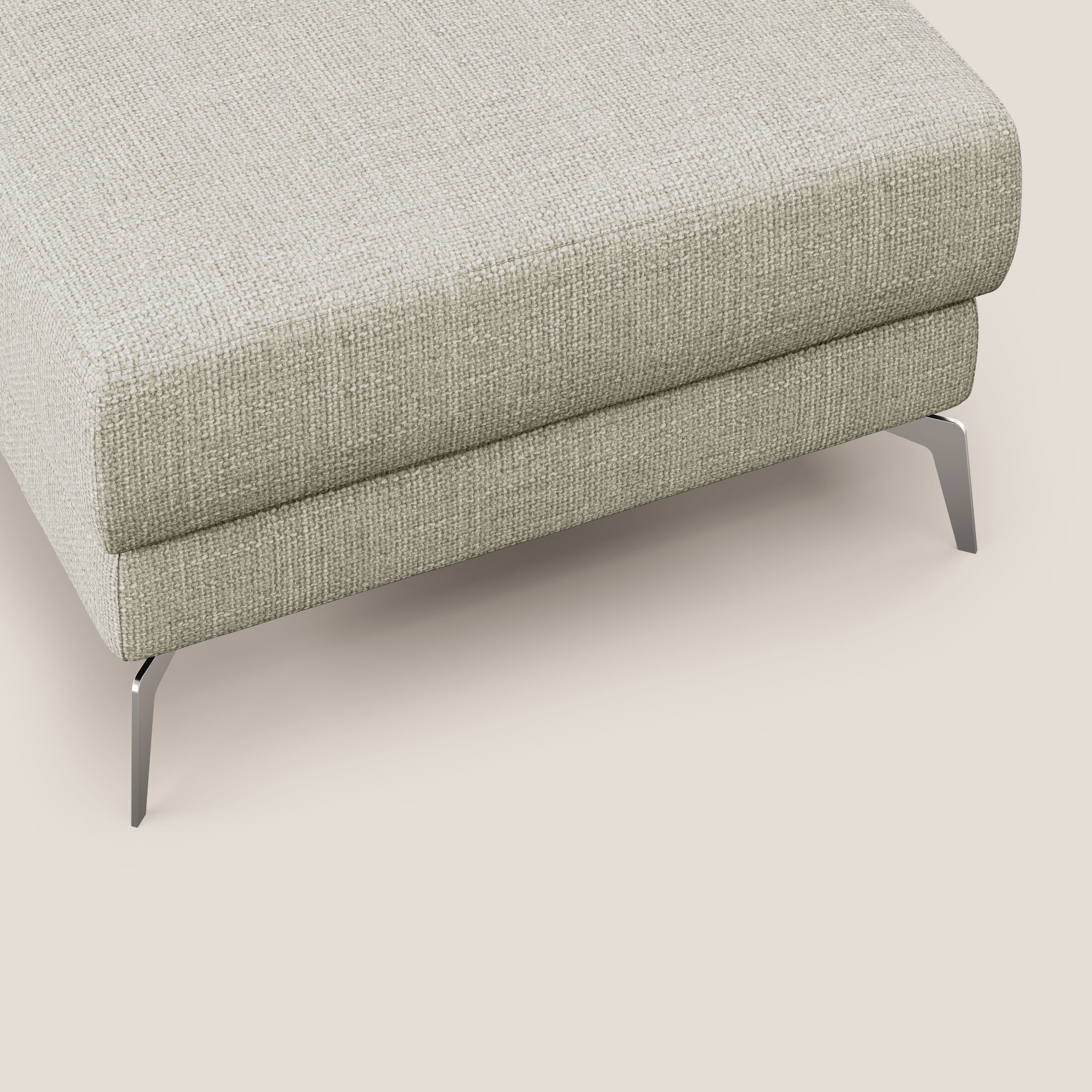 Star Pouf con piedini alti in tessuto impermeabile morbido intreccio T06 panna - divani.store