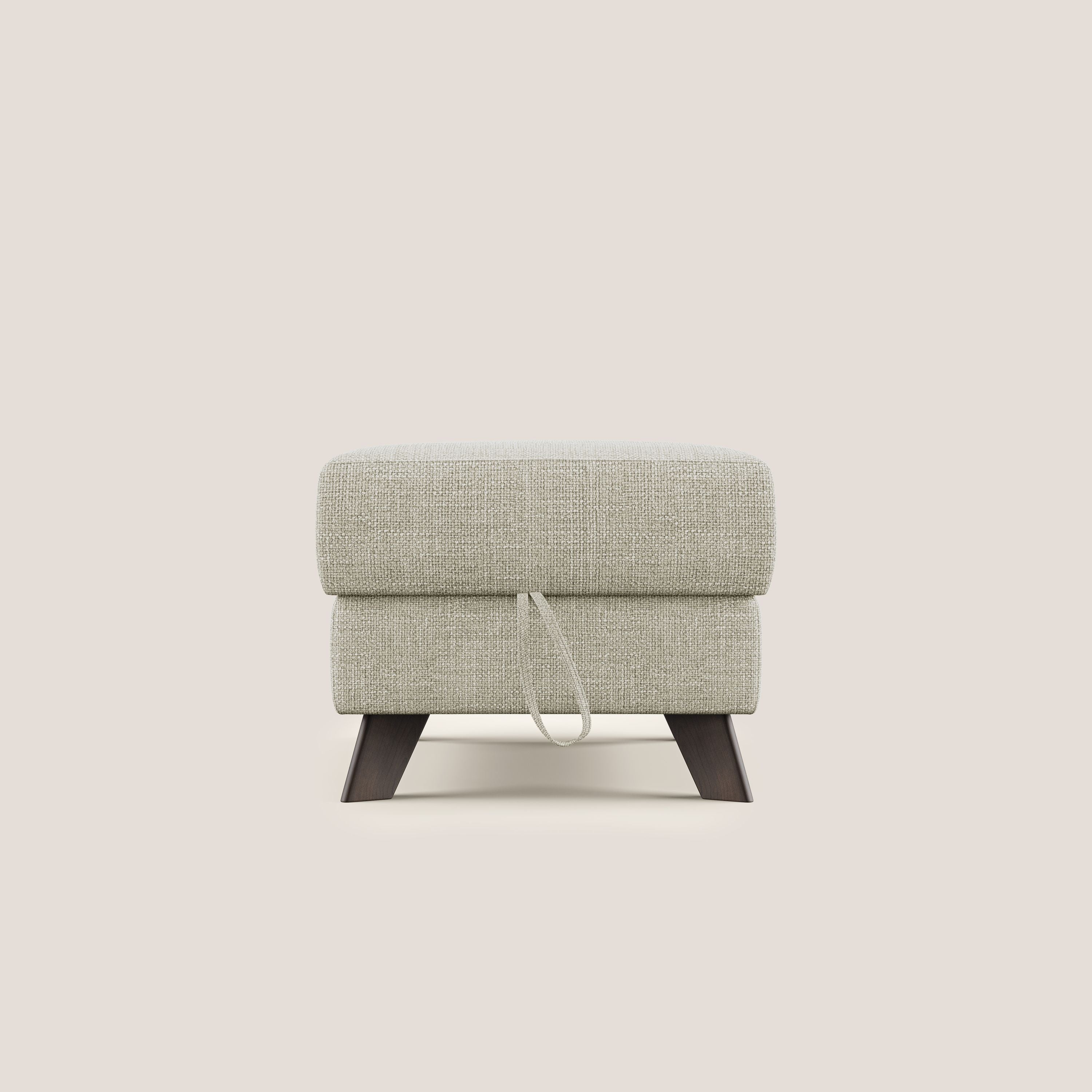 Moon Pouf contenitore e piedini alti in tessuto morbido ad intreccio soft-touch impermeabile T06 panna - divani.store