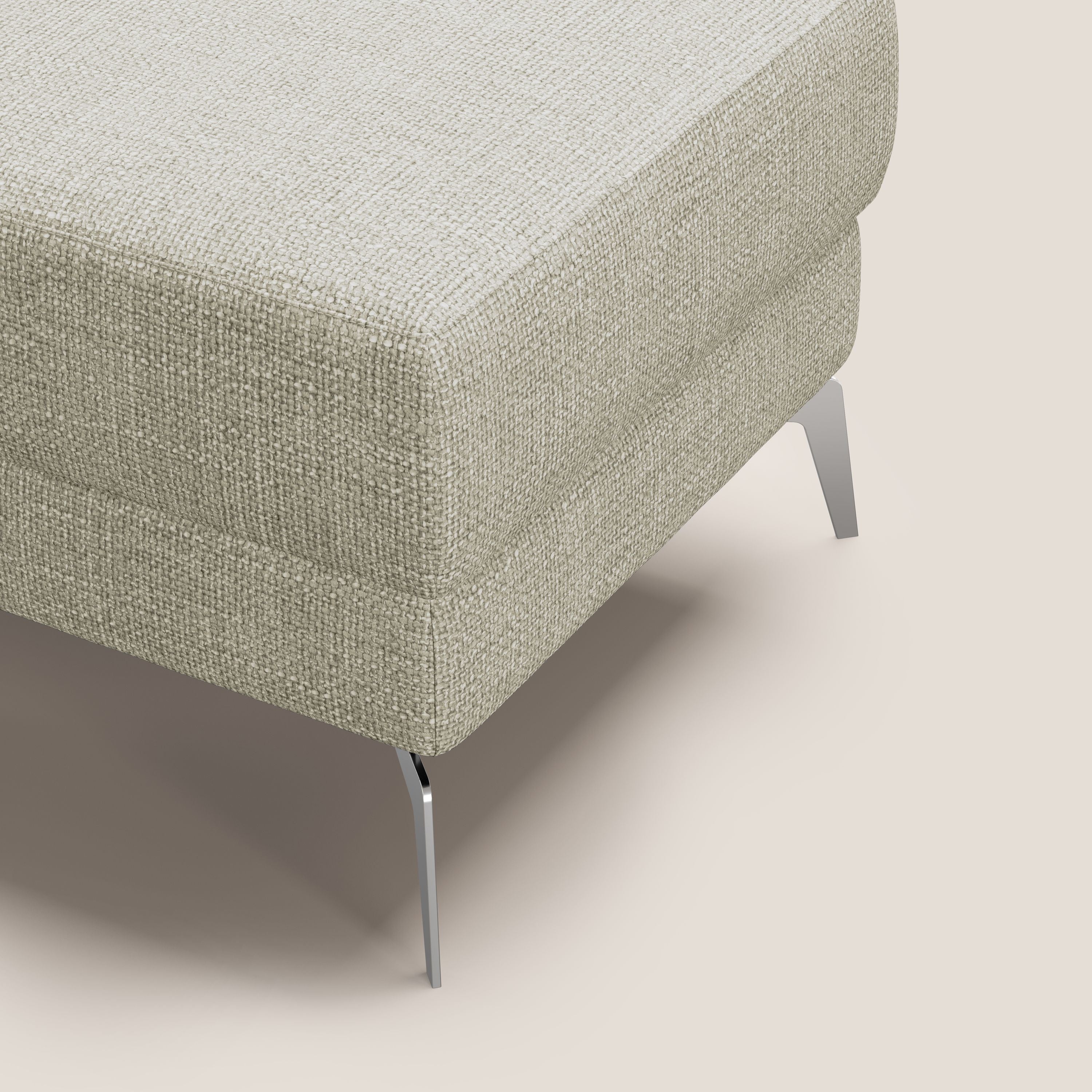 Star Pouf con piedini alti in tessuto impermeabile morbido intreccio T06 panna - divani.store