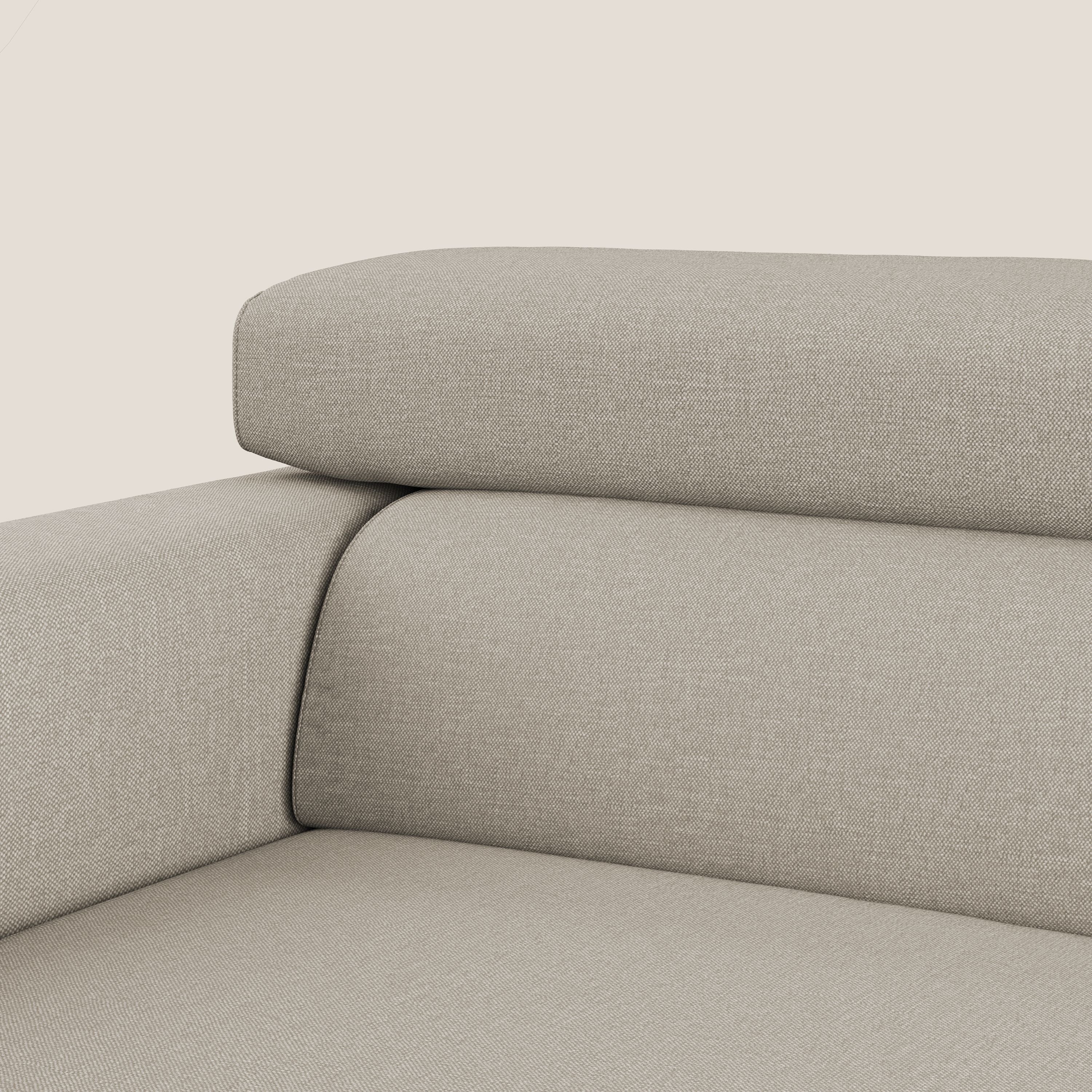 Dylan divano allungabile con pouf estraibile poggiapiedi in tessuto simil cotone impermeabile T13 panna - divani.store