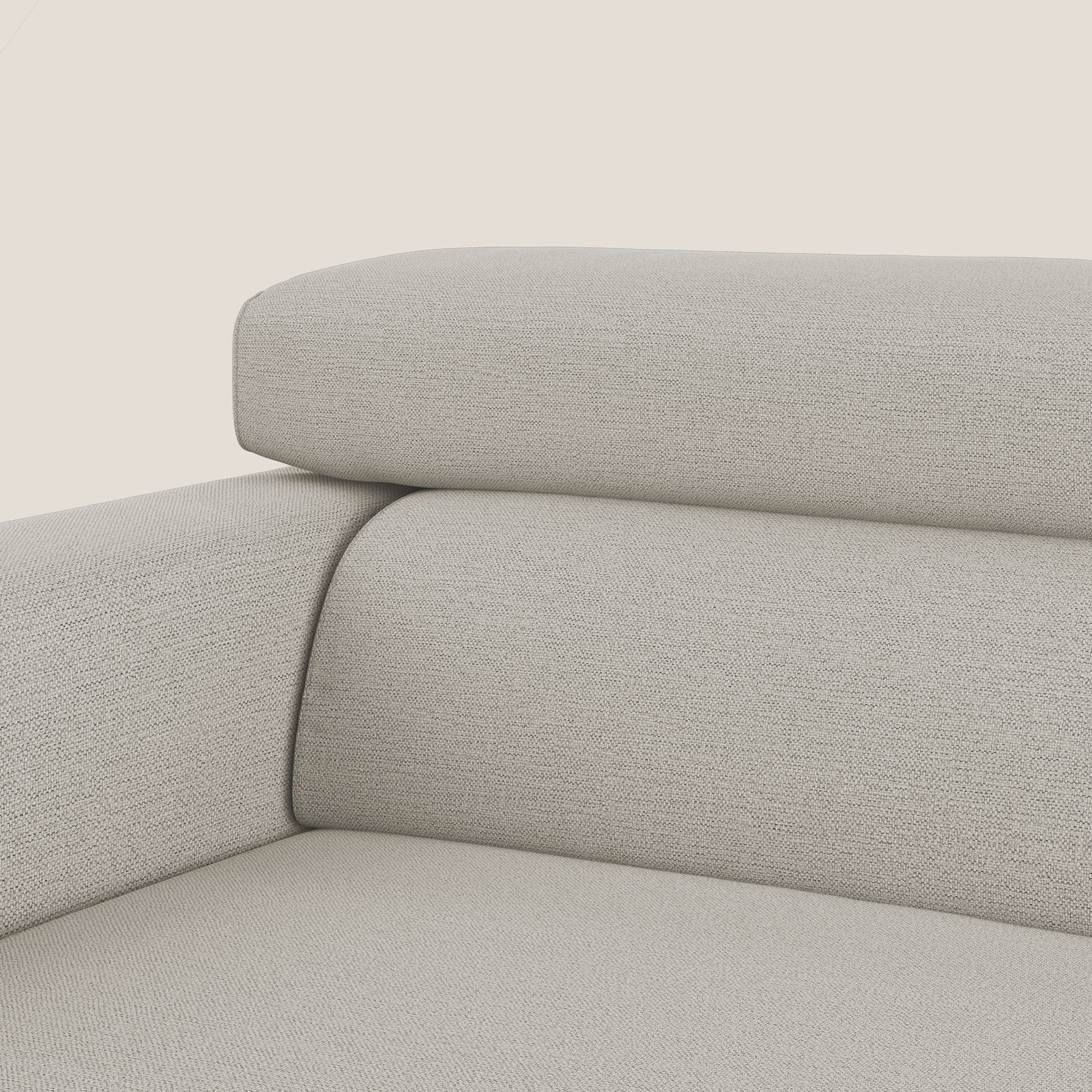 Dylan divano allungabile con pouf estraibile poggiapiedi in tessuto fiammato simil cotone impermeabile T19 panna - divani.store