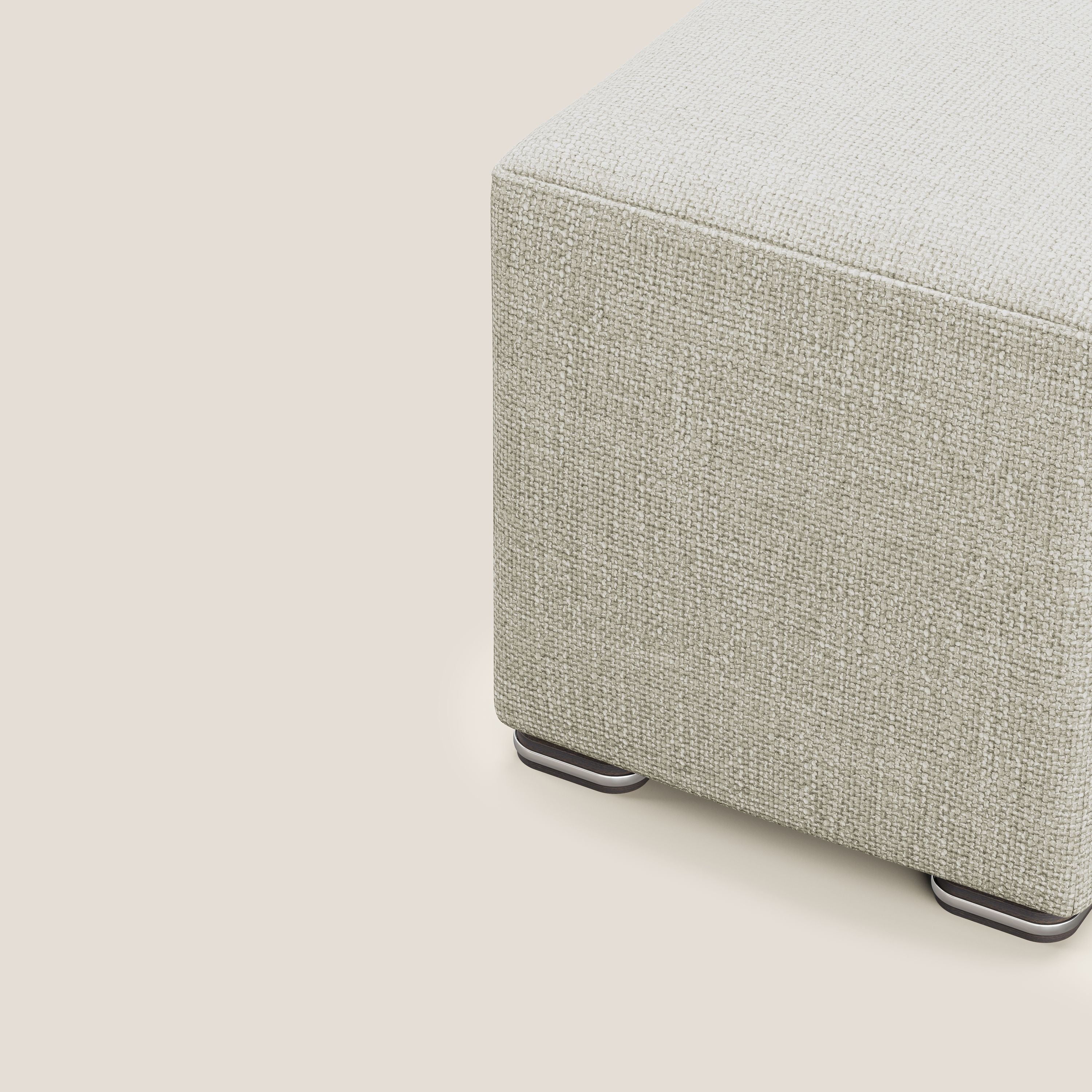 Cube pouf in morbido tessuto impermeabile ad intreccio melangiato T06 panna - divani.store