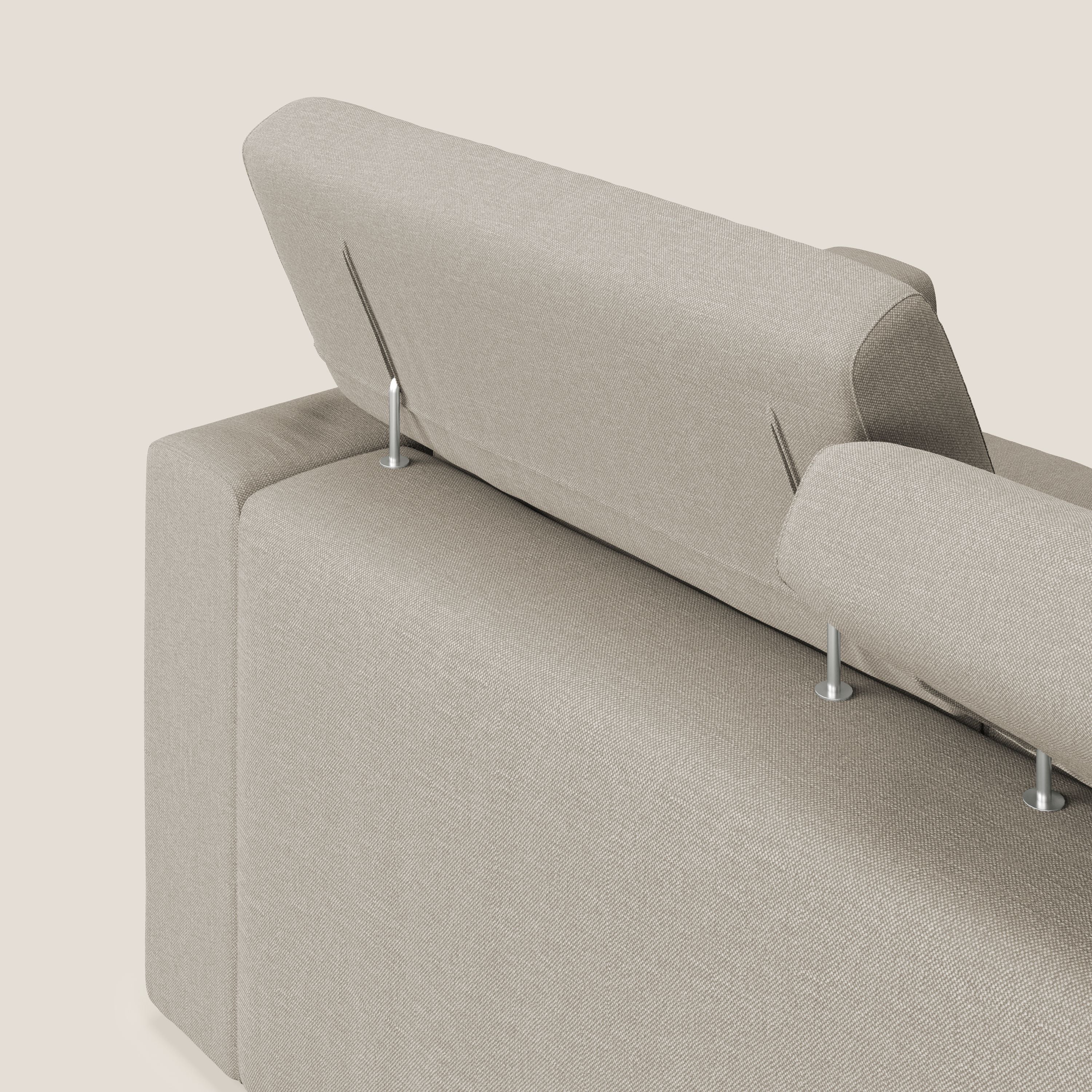 Dylan divano allungabile con pouf estraibile poggiapiedi in tessuto simil cotone impermeabile T13 panna - divani.store