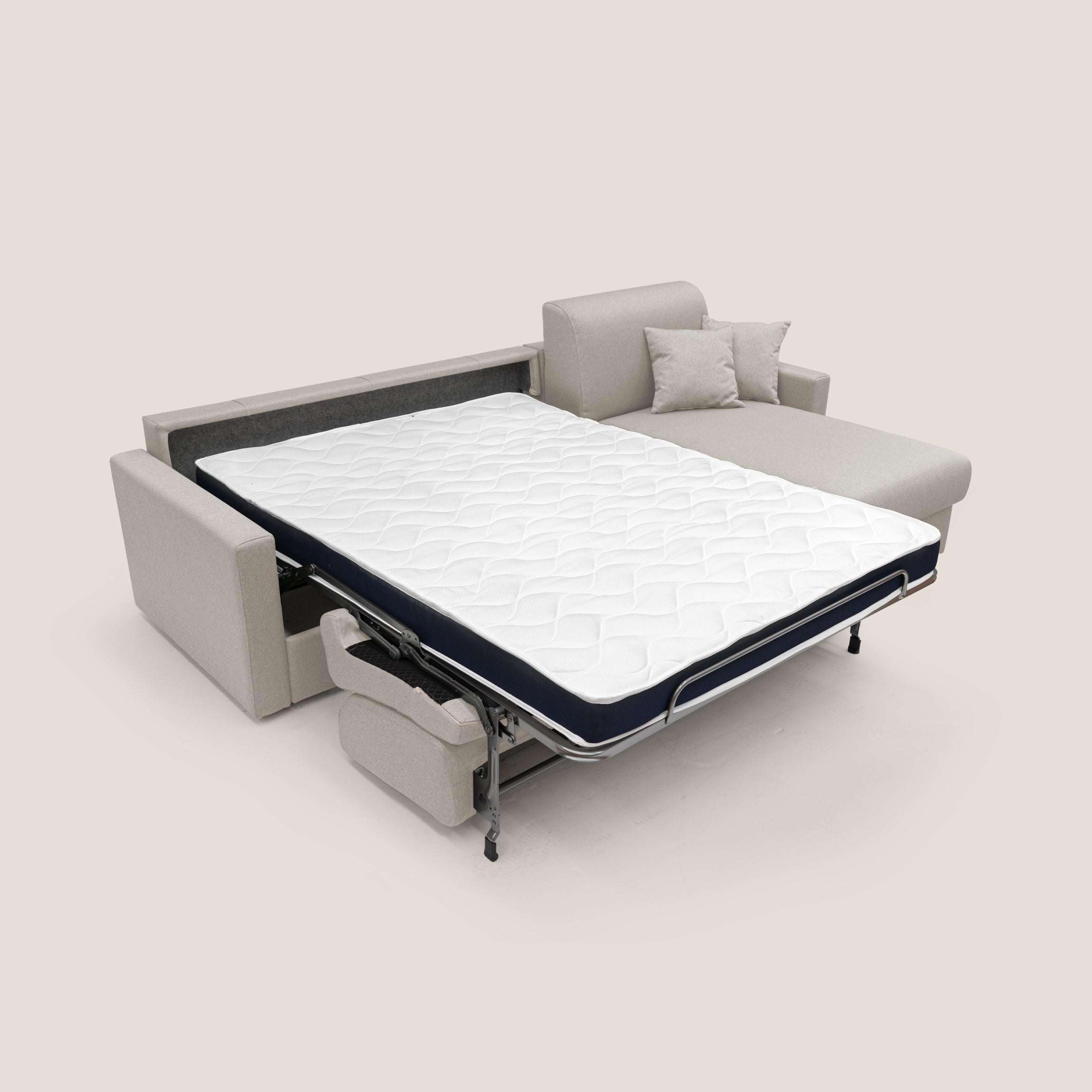 Chris Divano letto angolare 5 posti in tessuto impermeabile T13 panna - divani.store