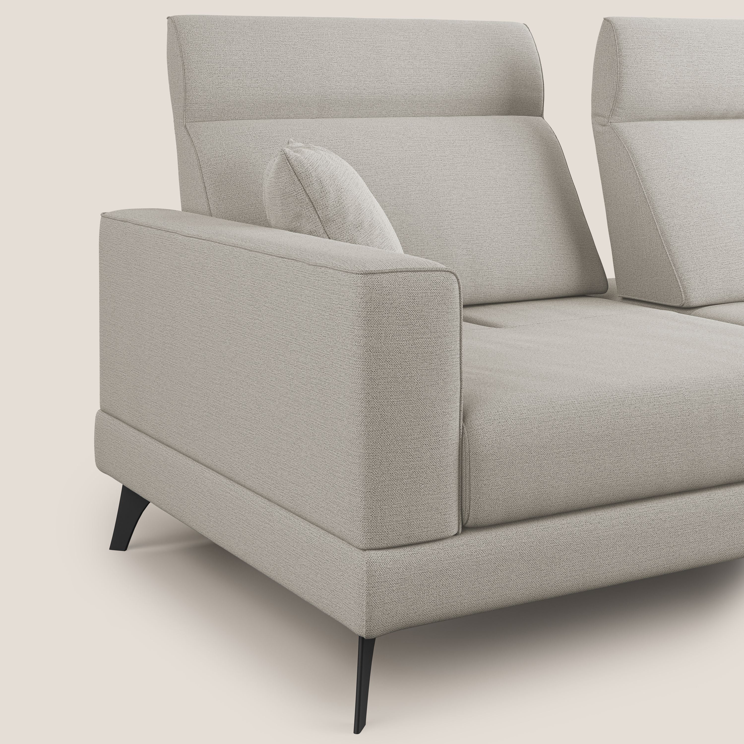 Slide Divano con schienali traslanti e poggiatesta in tessuto simil cotone impermeabile T19 panna - divani.store