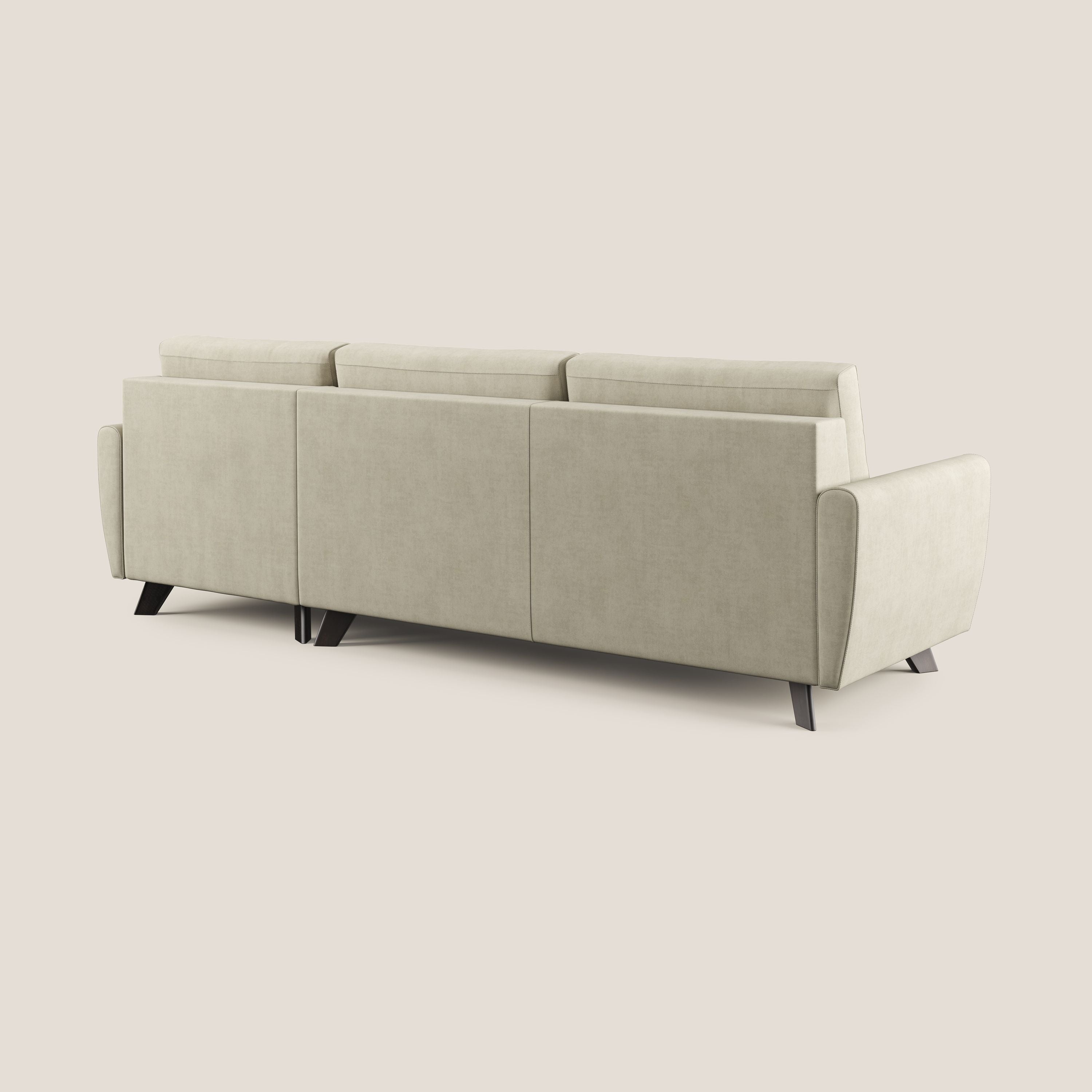 Callisto Divano letto angolare con penisola in tessuto morbido impermeabile T02 panna - divani.store