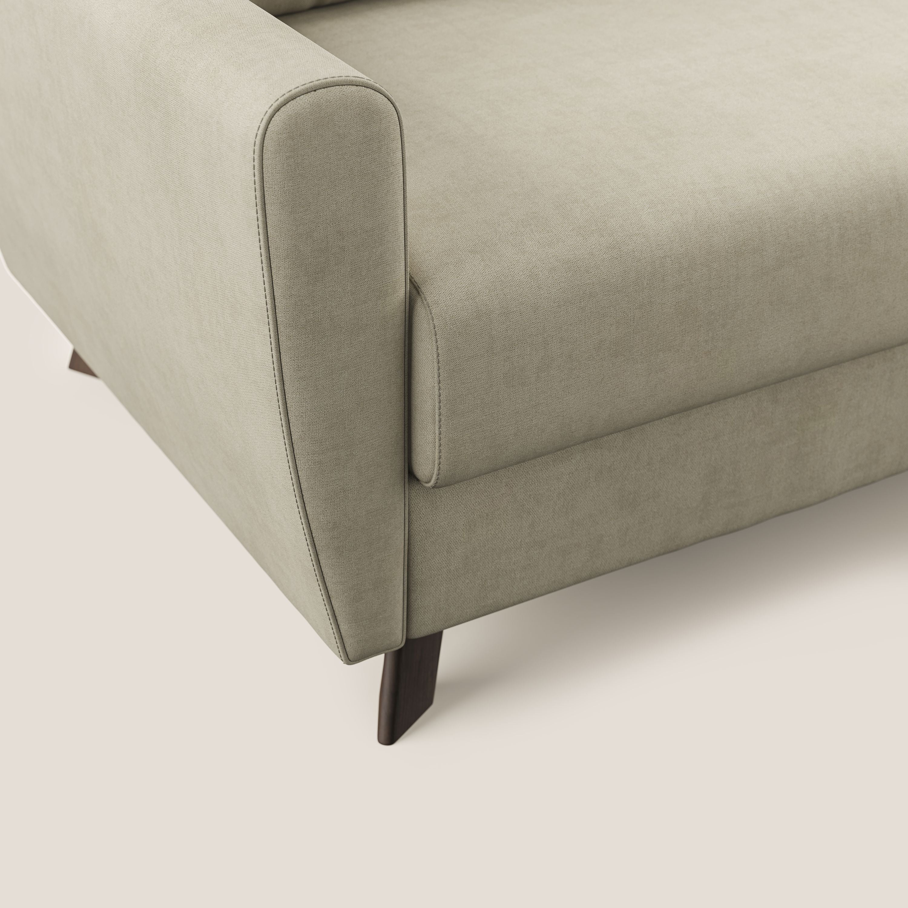 Callisto Divano letto angolare con penisola in tessuto morbido impermeabile T02 panna - divani.store