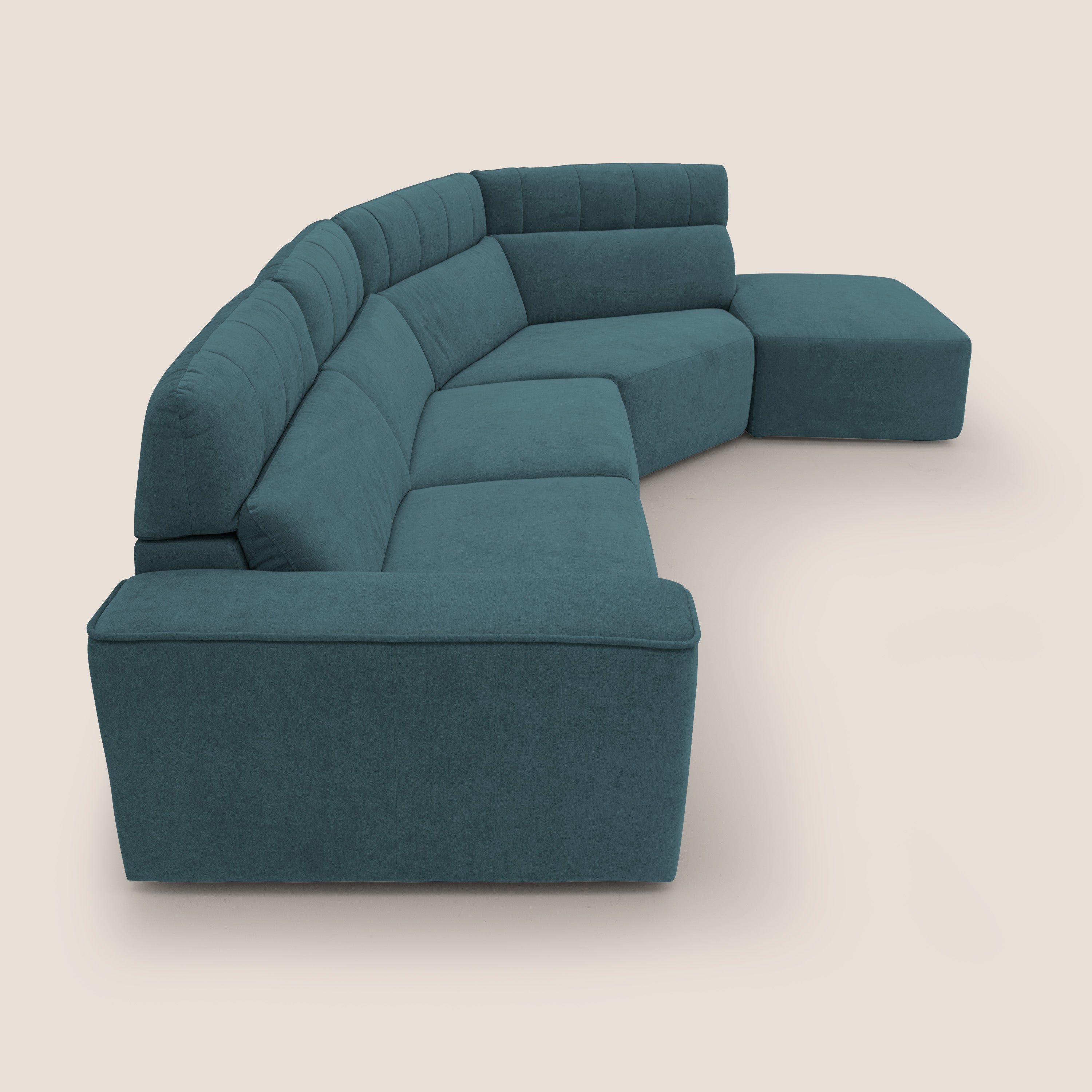 Clark Divano angolare con opzione relax elettrico in tessuto smacchiabile impermeabile T17 petrolio - divani.store