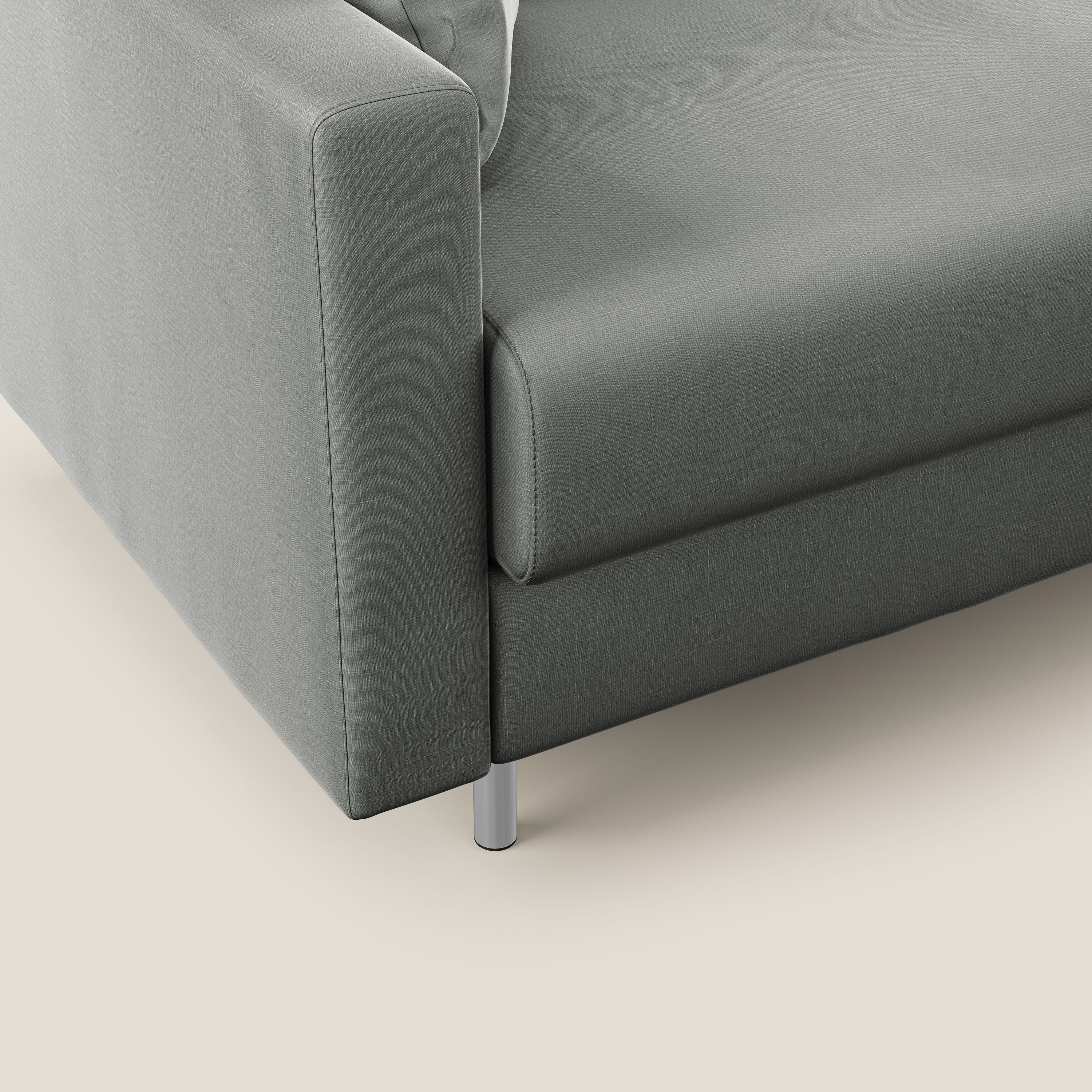 Andromeda canapé d'angle convertible en velours doux et imperméable T01 gris clair