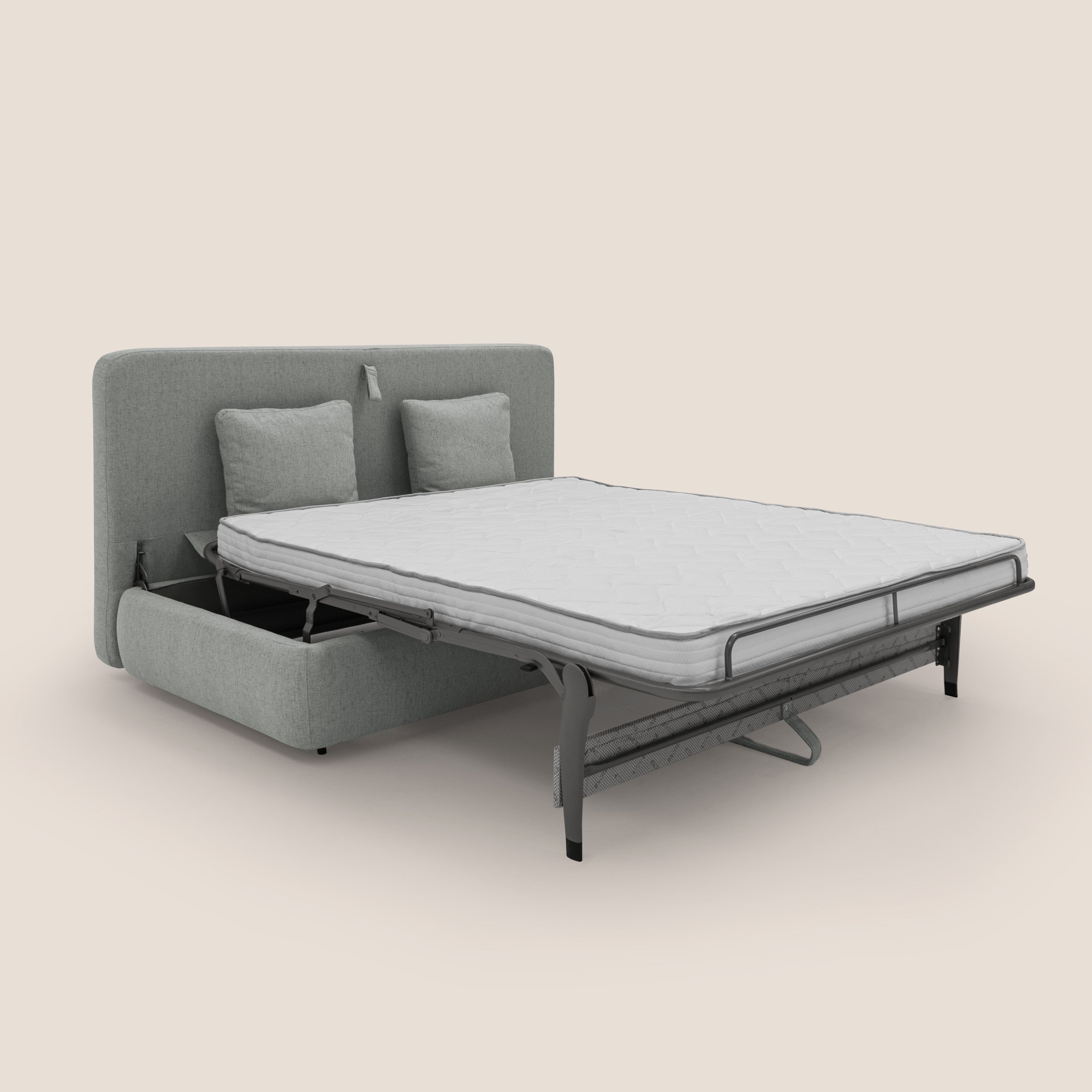 Gransasso Divano letto matrimoniale dal DESIGN innovativo in tessuto impermeabile T03 grigio chiaro - divani.store