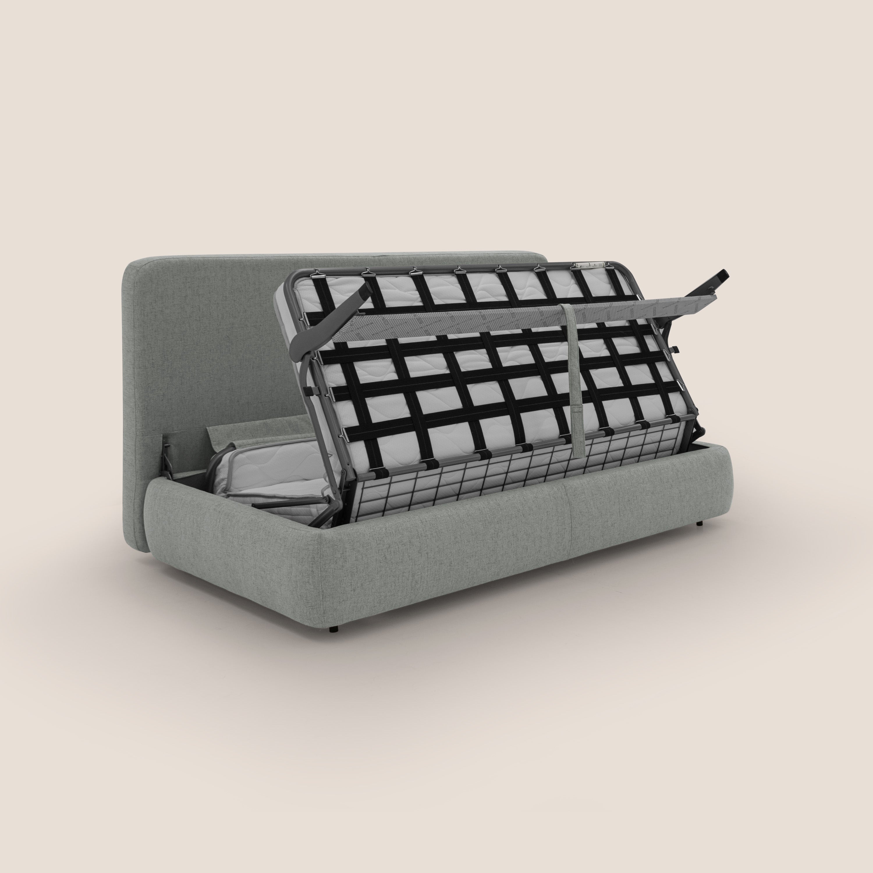 Gransasso Divano letto matrimoniale dal DESIGN innovativo in tessuto impermeabile T03 grigio chiaro - divani.store