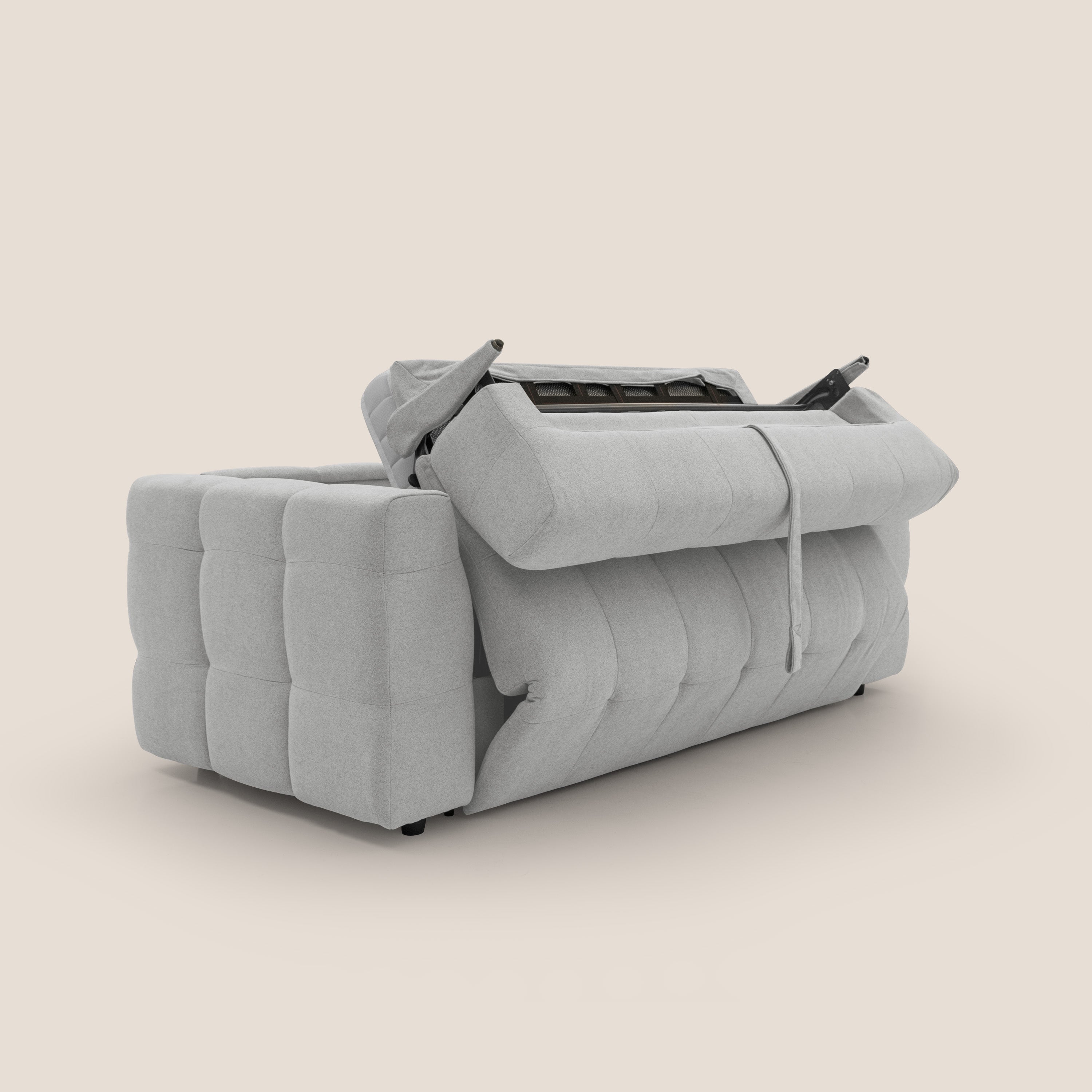 Tender Divano letto matrimoniale dal design innovativo in tessuto bouclet impermeabile T07 grigio - divani.store