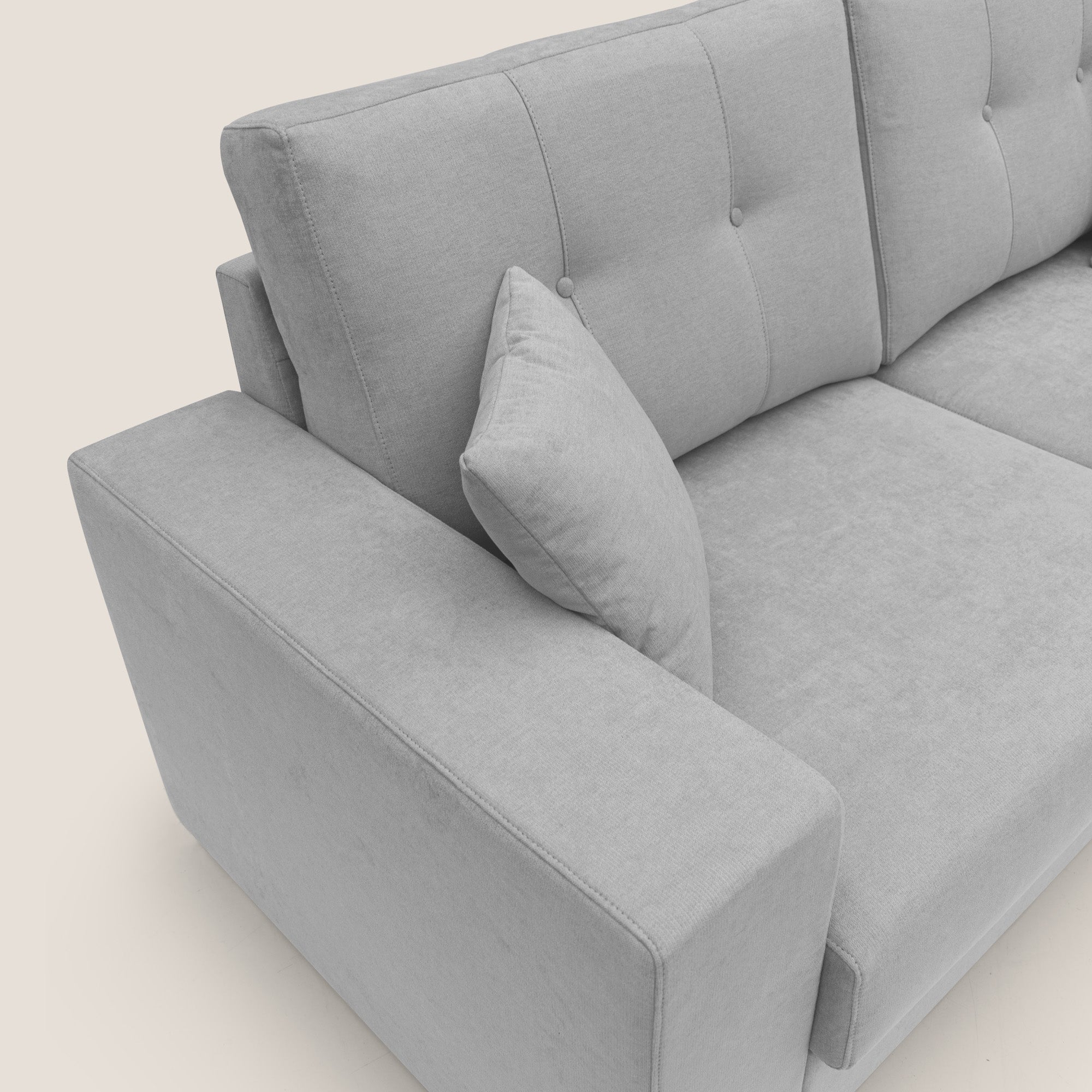 Giove divano in morbido tessuto impermeabile T02 grigio chiaro - divani.store