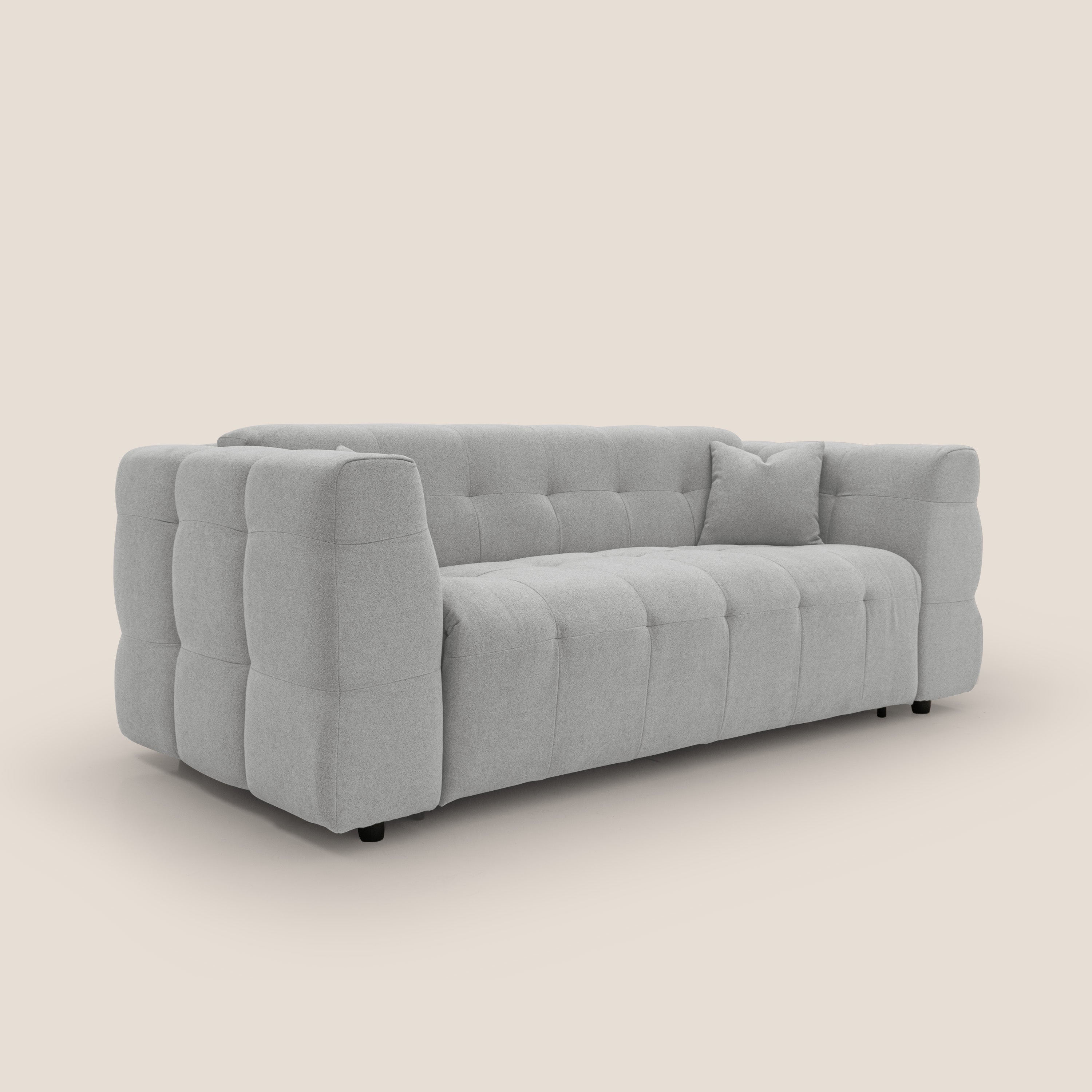 Tender Divano letto matrimoniale dal design innovativo in tessuto bouclet impermeabile T07 grigio - divani.store