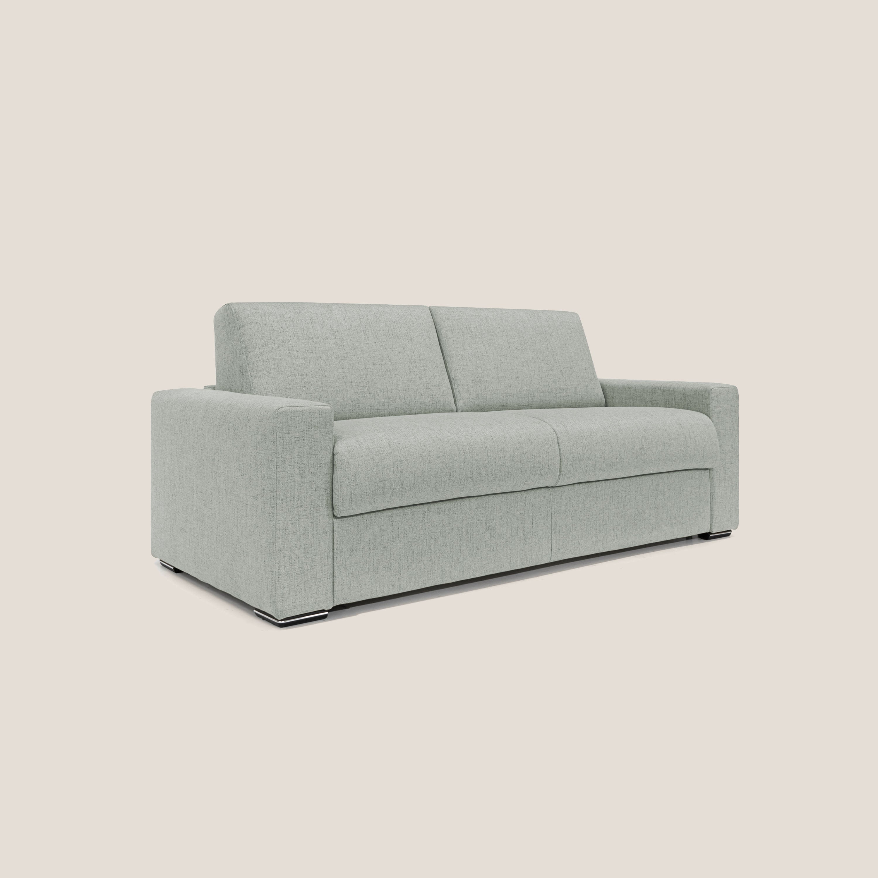 Nixon Divano letto matrimoniale con materasso 20 cm in tessuto impermeabile T03 grigio chiaro - divani.store
