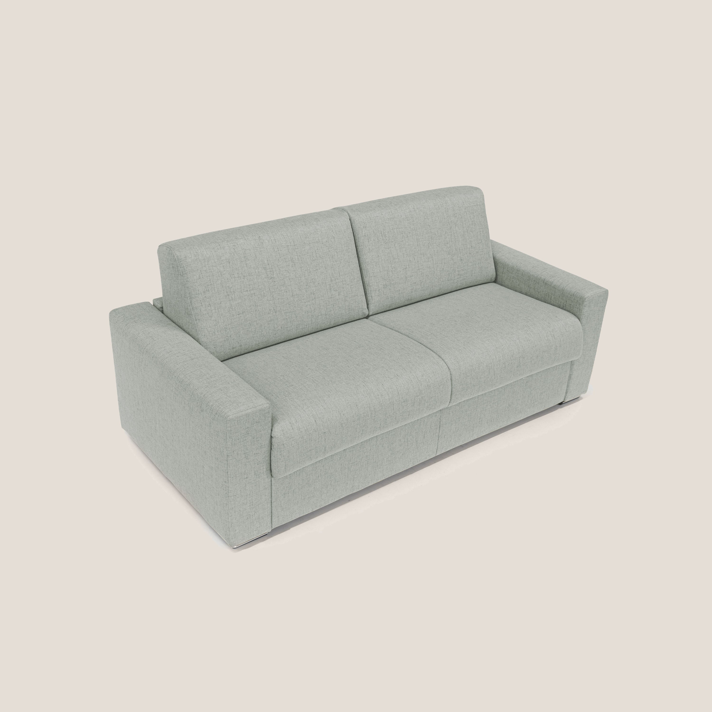 Nixon Divano letto matrimoniale con materasso 20 cm in tessuto impermeabile T03 grigio chiaro - divani.store