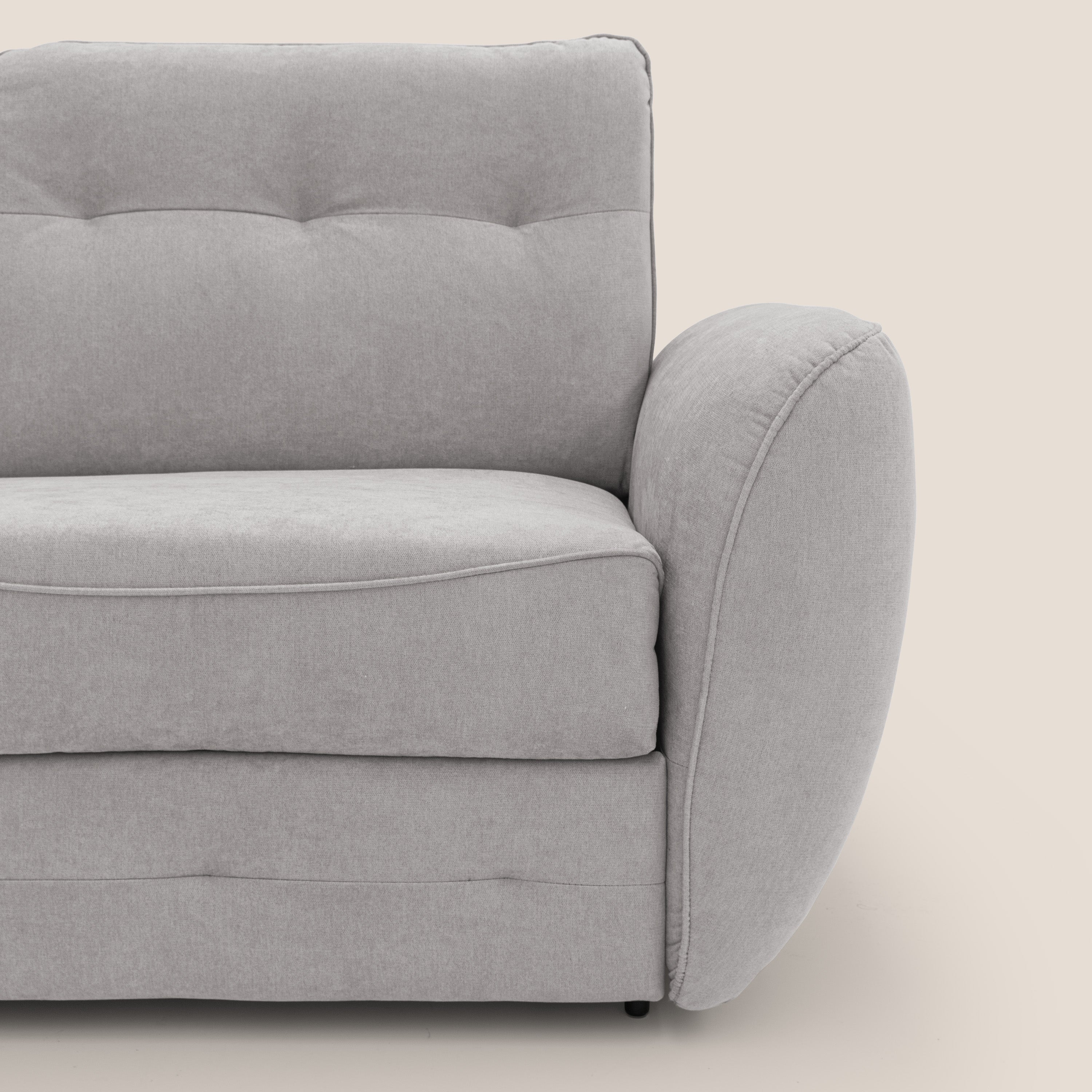 Zeus Divano letto scandinavo con schienale alto in tessuto impermeabile T02 grigio chiaro - divani.store