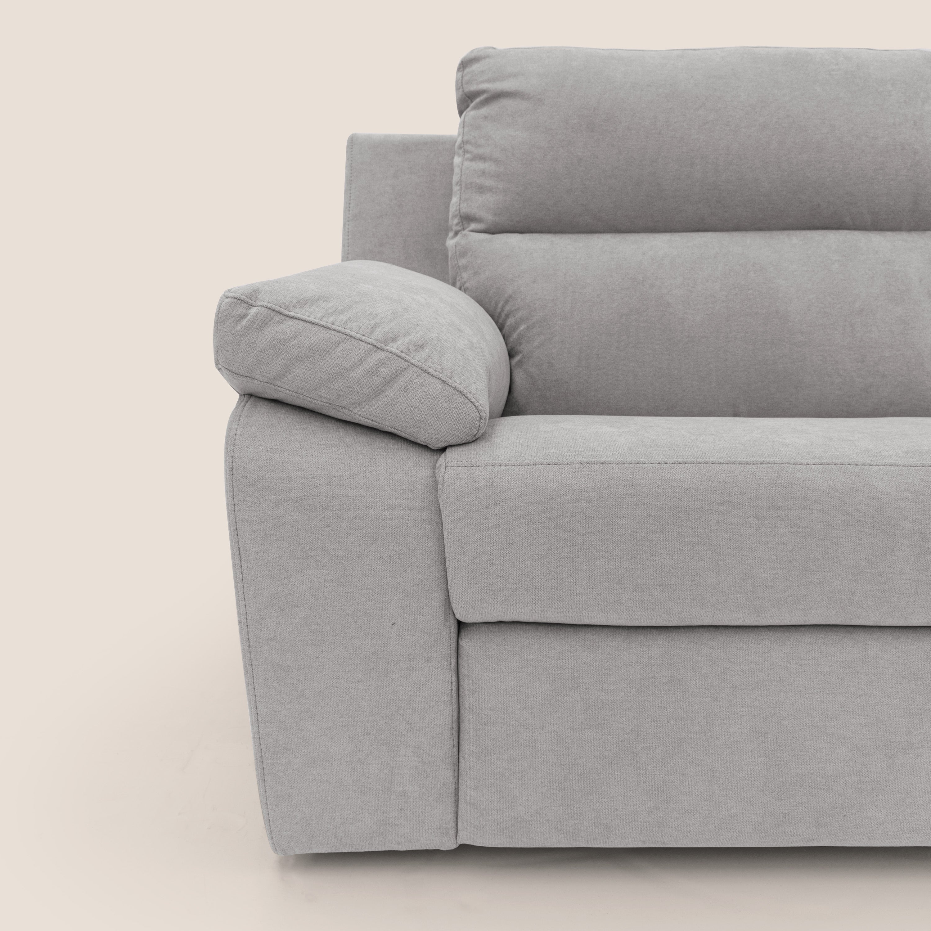 Romeo Divano relax con recliner elettrico in morbido tessuto impermeabile T02 grigio chiaro - divani.store